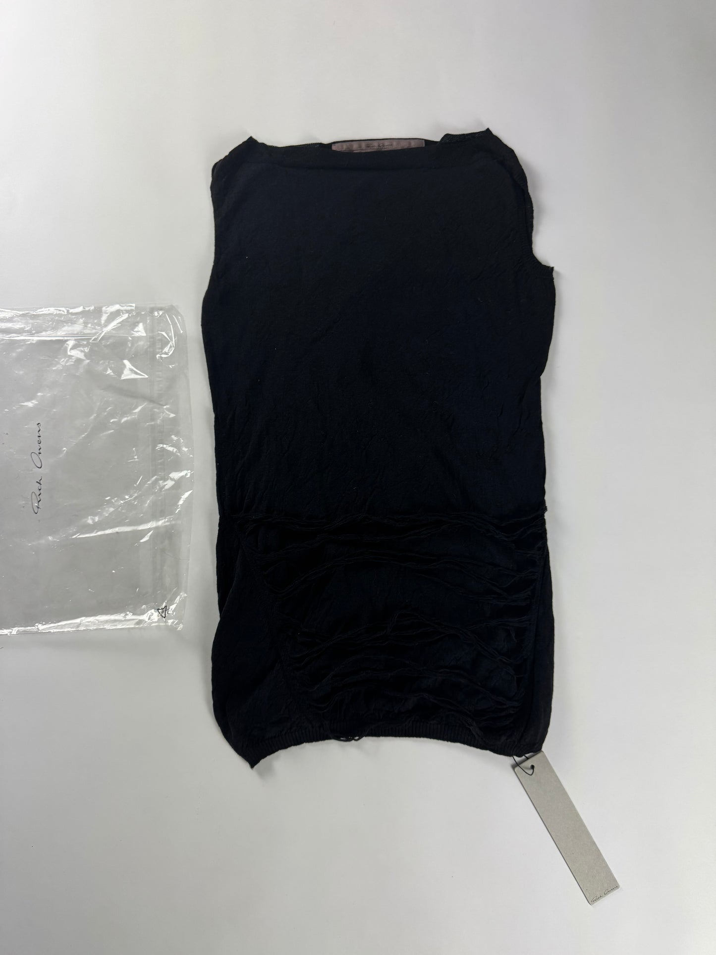 Rick Owens Black Dust Fringes Vest Top 2000s - S