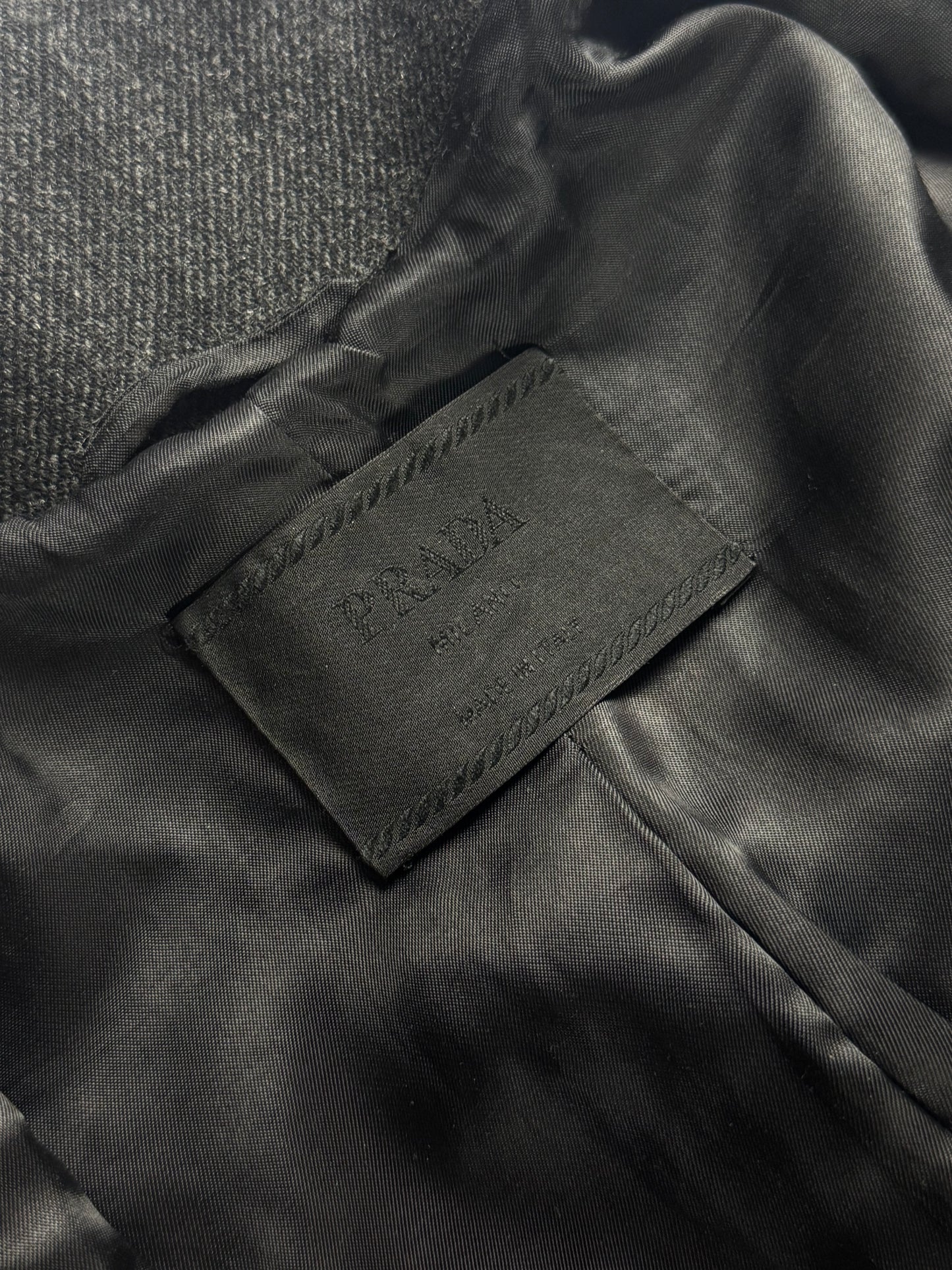 Prada Leather Padded Elbows Wool Long Coat FW 1999 - S