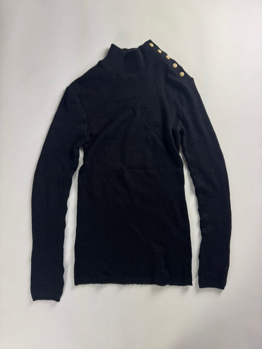 Balmain Sample Gold Button Embellished Turtleneck Sweater FW 2017 - S