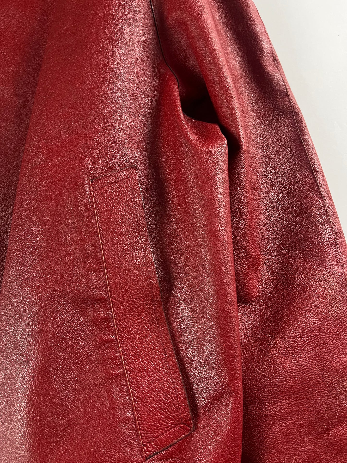 Prada Premium Red Leather Bomber Jacket FW 2000 - L