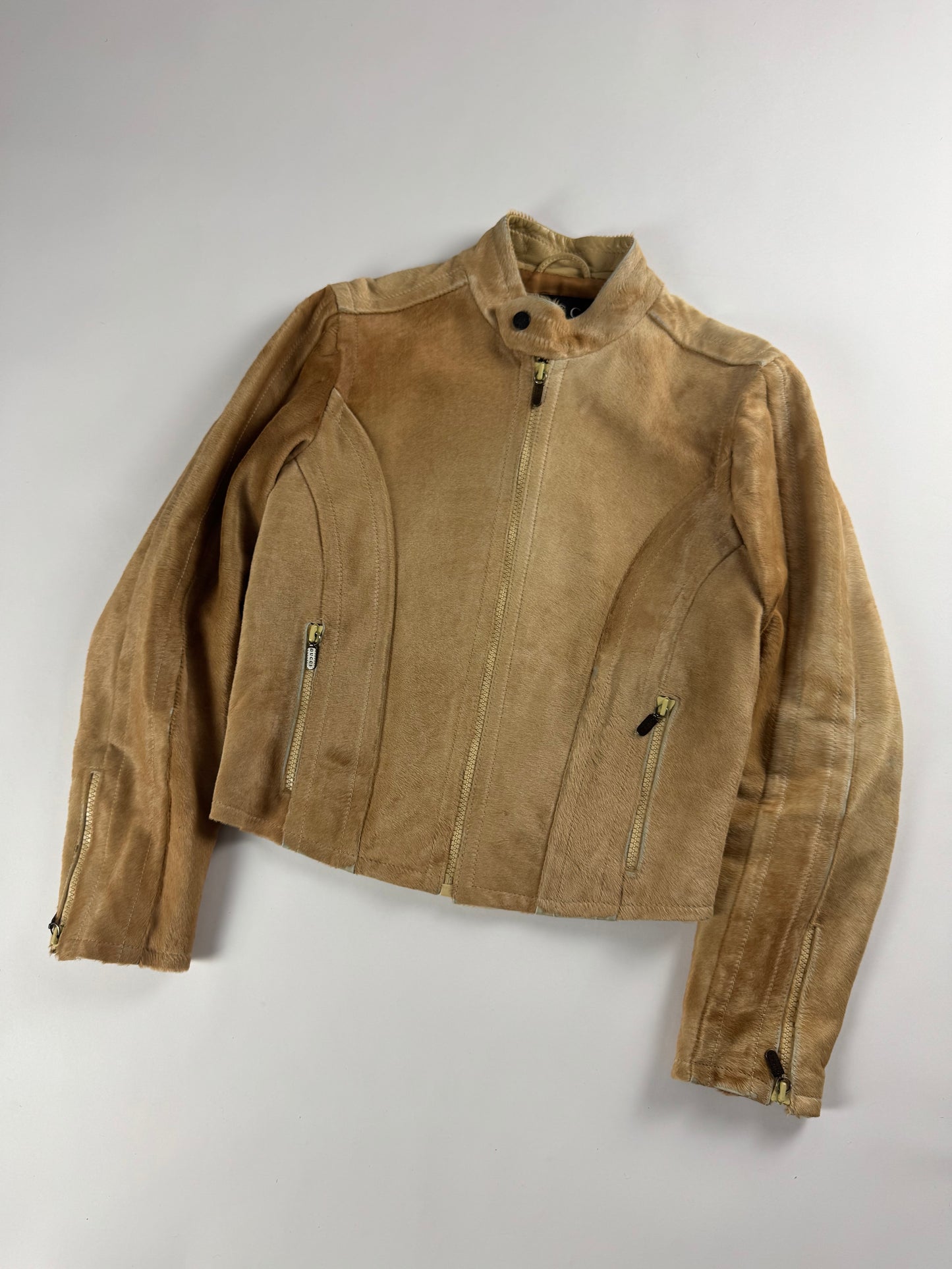 Gucci Tom Ford Camel Pony Hair Moto Jacket FW 1996 - M