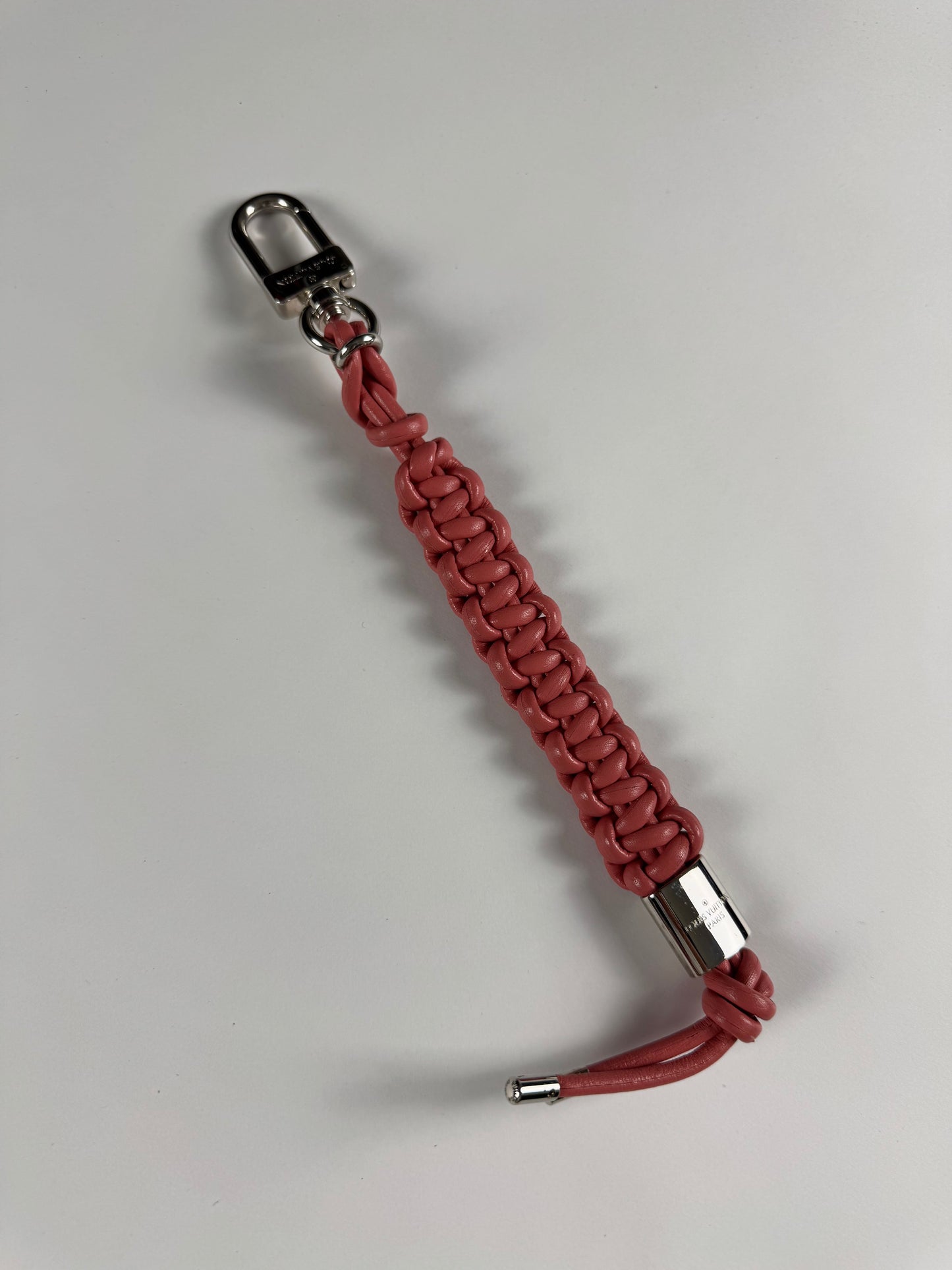 Louis Vuitton Kim Jones Braided Leather Key Holder Strap Pink Rose Silver Hardware 2010s - OS