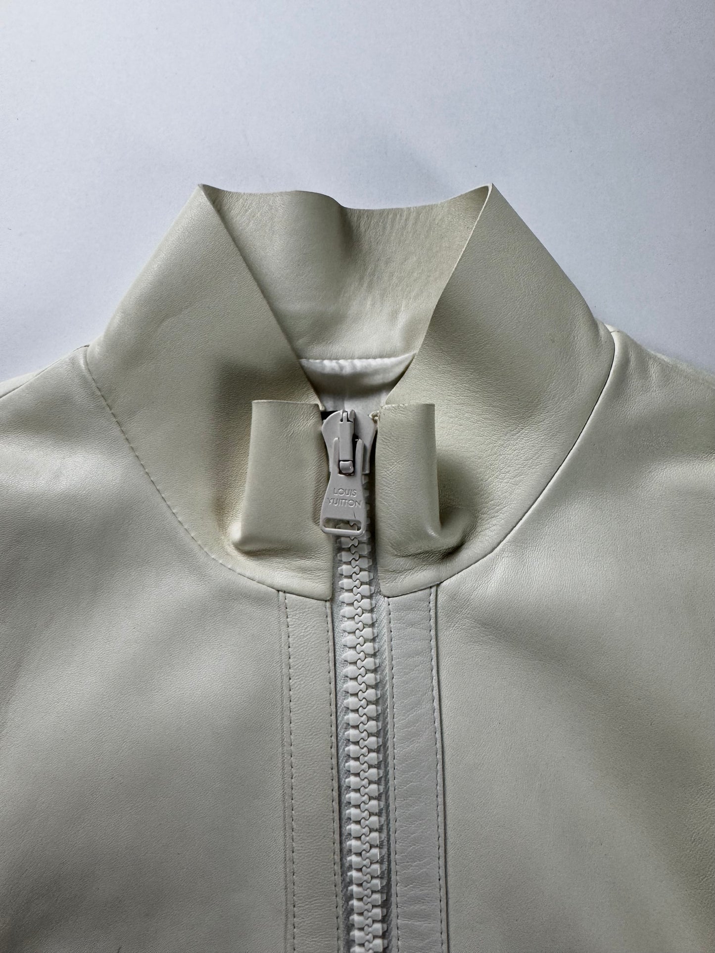Louis Vuitton Cream Ivory Leather Zip Up Vest FW 2015 - S