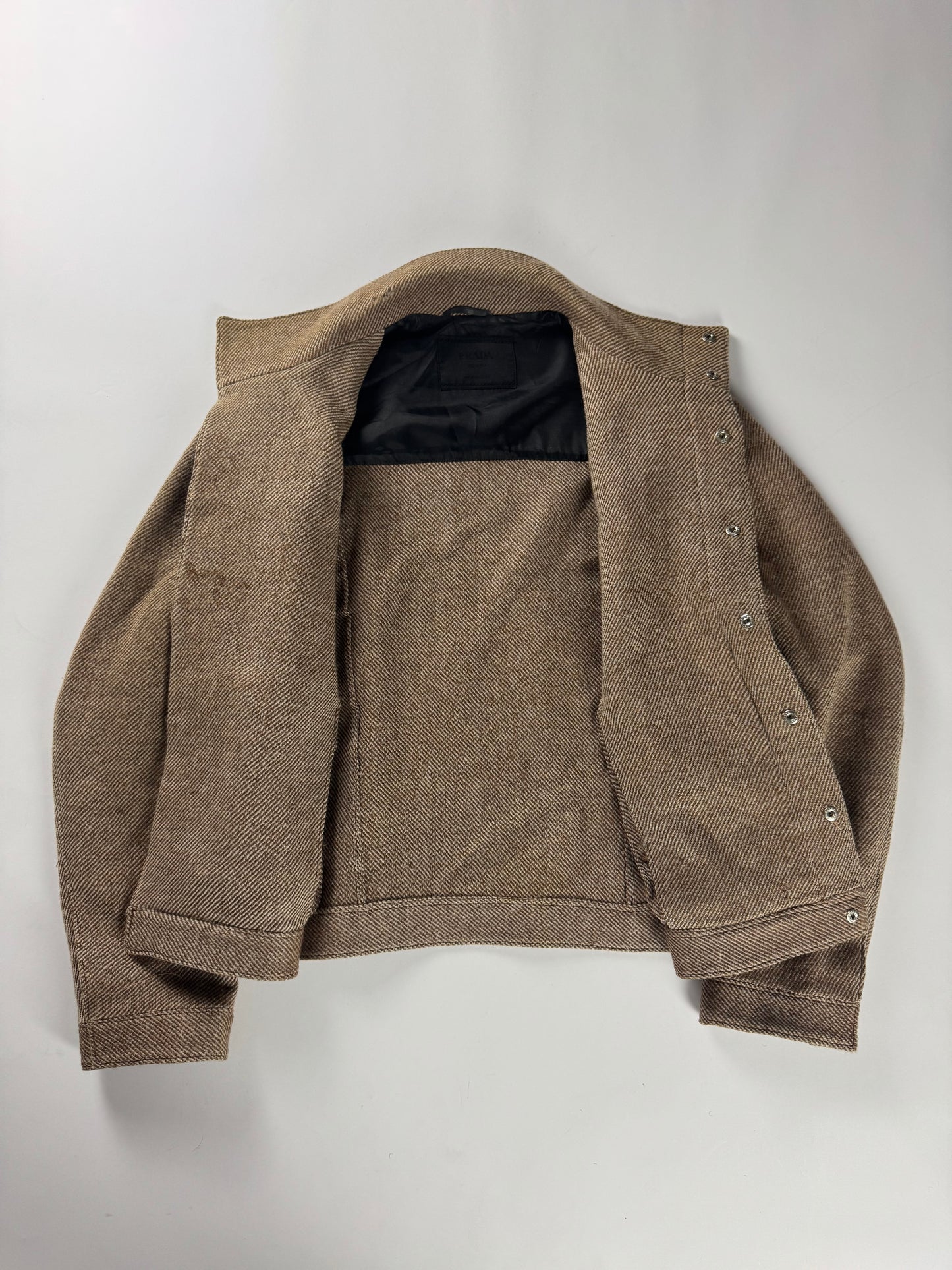 Prada Premium Textured Wool Minimalist Funnel Collar Jacket FW 1999 - L