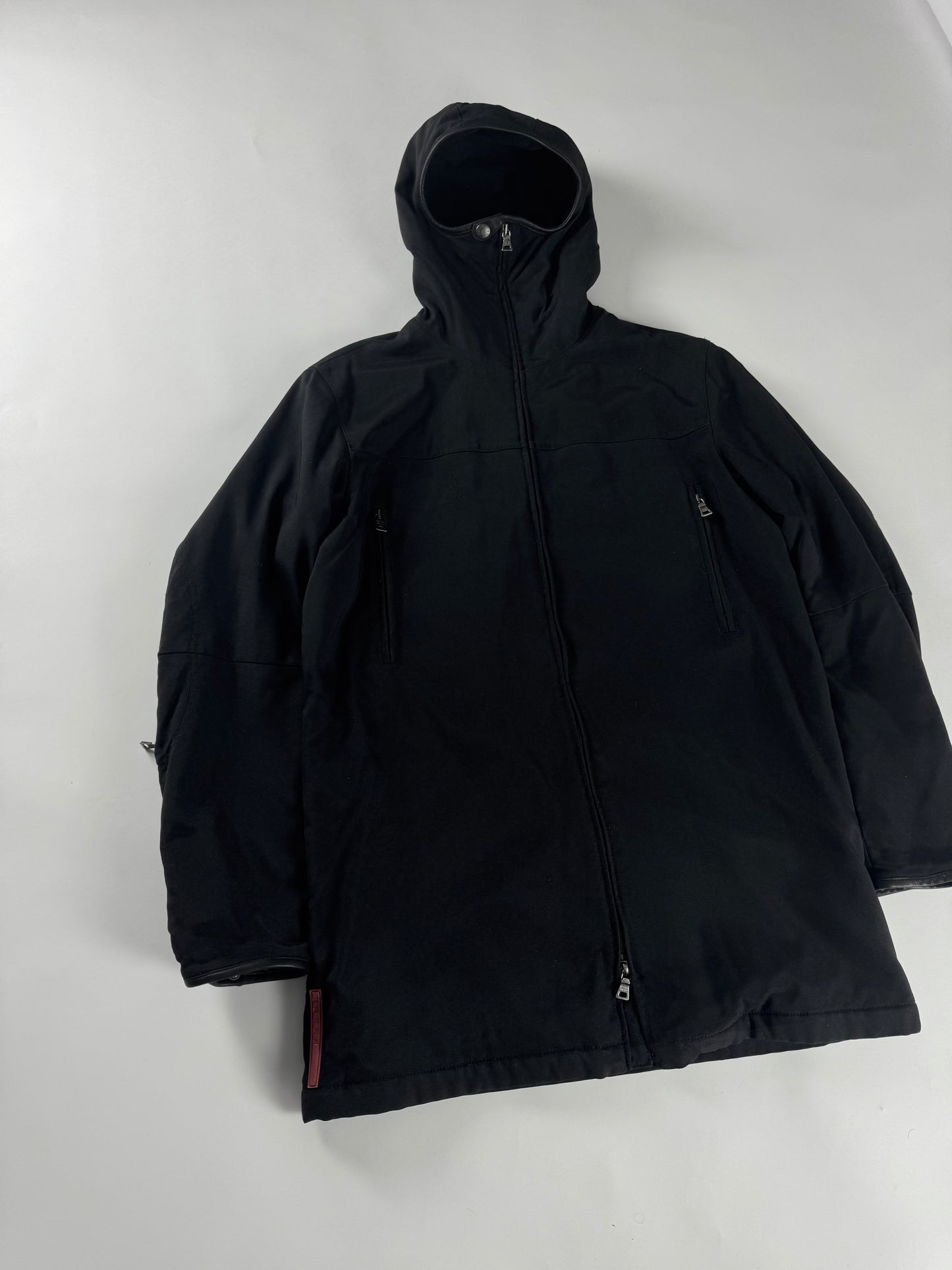 Prada Linea Rossa Black Balaclava Riot Long Jacket FW 1999 - M
