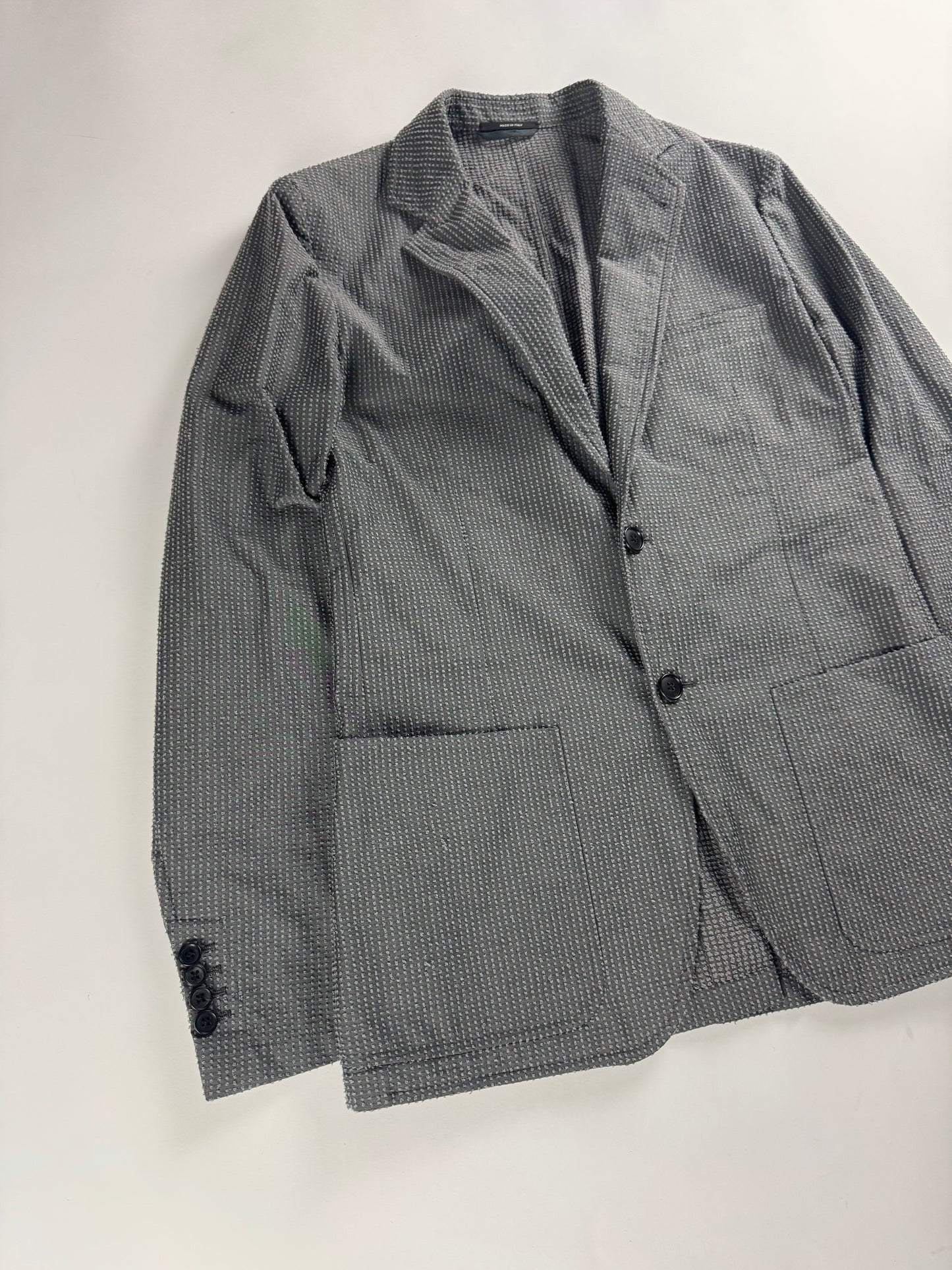 Hermès Sample Grey Textured Cotton Tailored Blazer SS 2015 - M