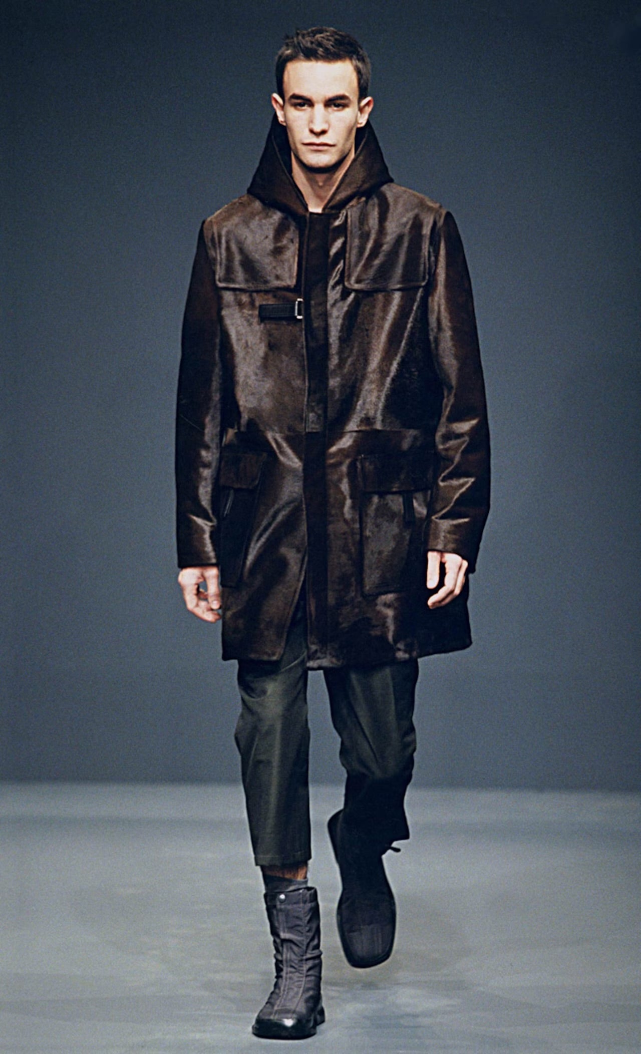 Prada Belted Premium Leather Fur Long Jacket FW 1999 - M