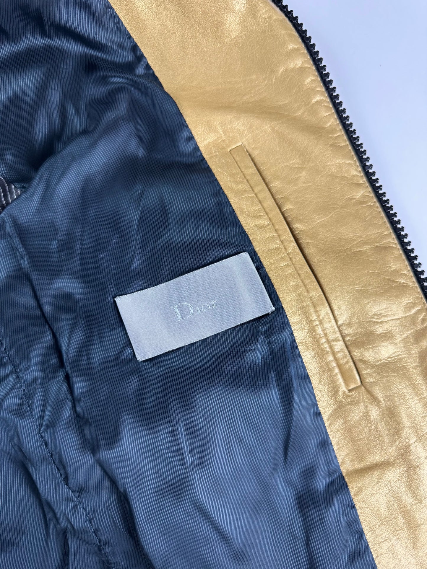 Dior Homme Kris Van Assche Fragmented Bright Yellow Leather Bomber Jacket SS 2009 - L