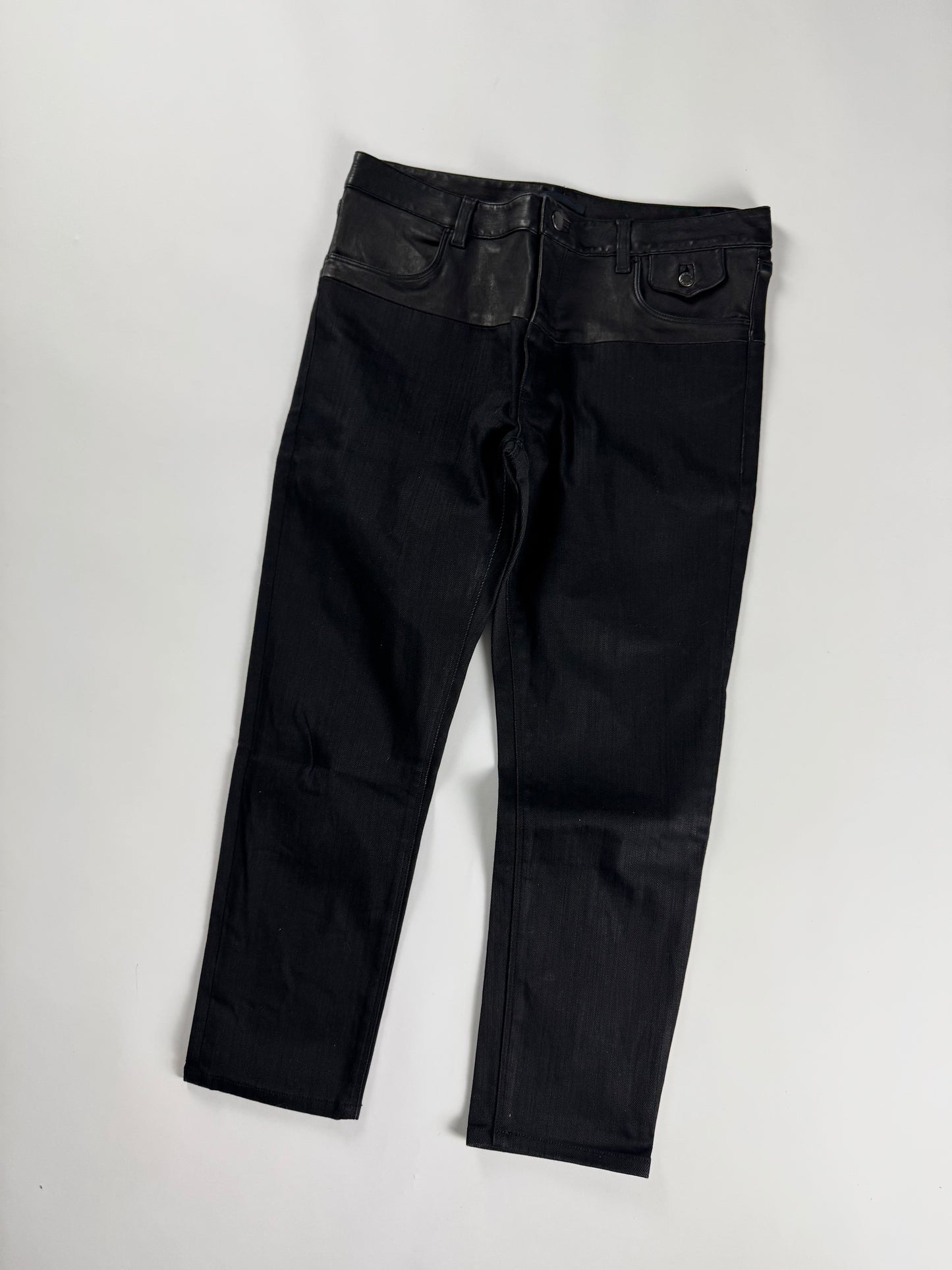Prada Skinny Black Waist Paneled Leather Pants 2000s - 31 US