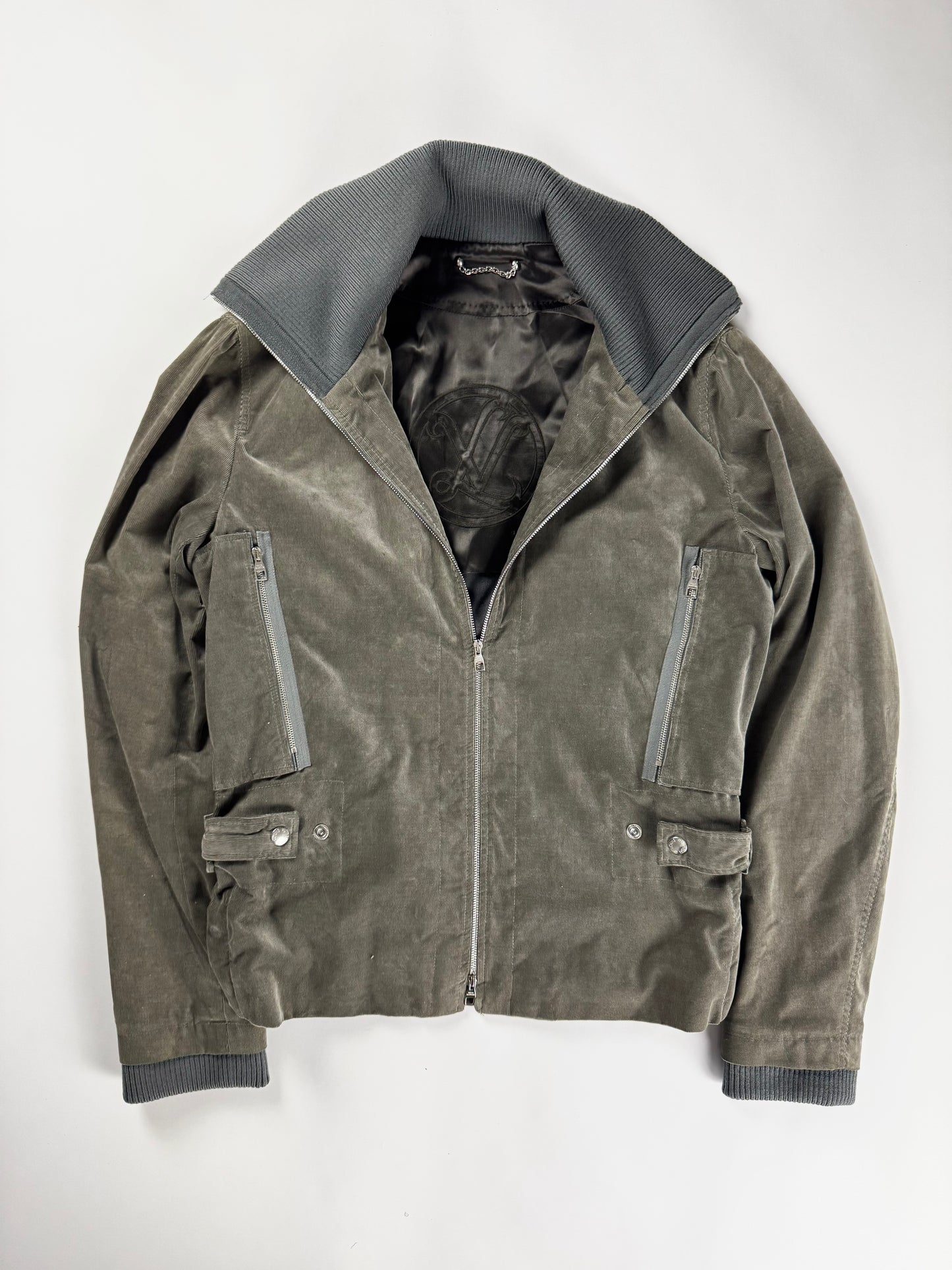 Louis Vuitton Kaki Military Corduroy Turtleneck Jacket FW 2008 - M