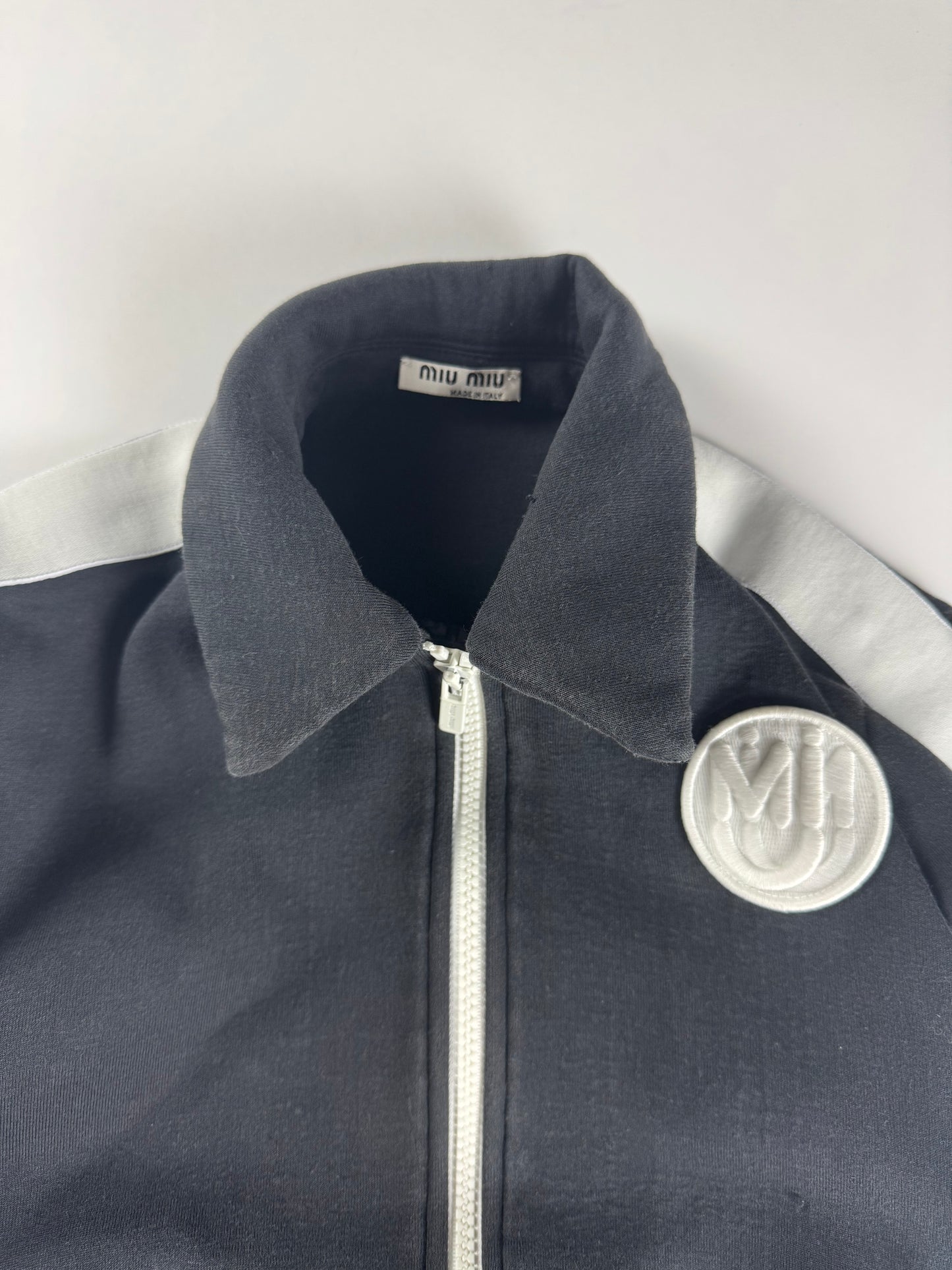 Miu Miu Crop Patch Logo Track Zipper Jacket SS 2020 - S