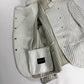 Emporio Armani White Perforated Leather Asymmetric Button Jacket 2010s - S