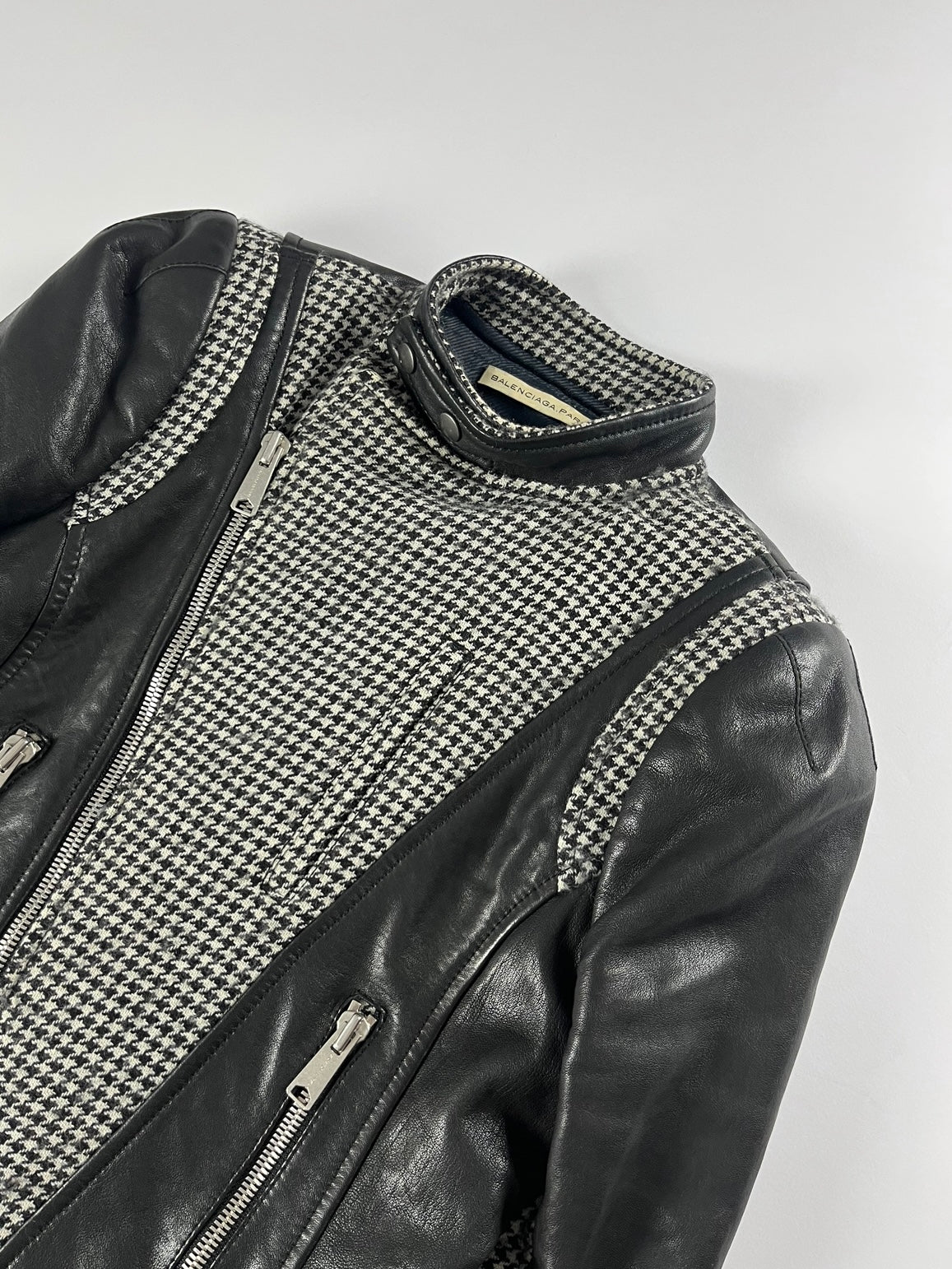 Balenciaga Leather Sleeves Peplum Jacket FW 2002 - S