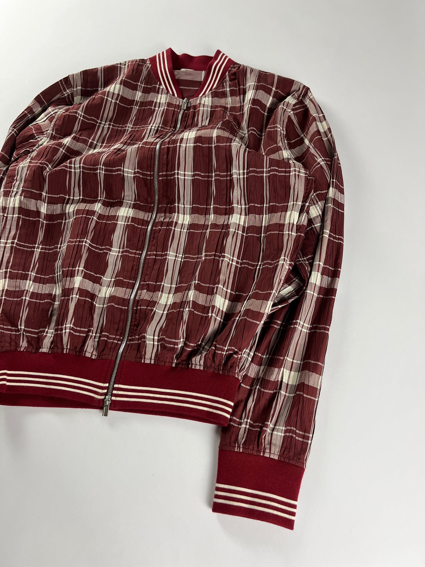 Hermès Bordeaux Plaid Check Bomber Jacket SS 2018 - S