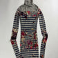 Jean Paul Gaultier Grey Mesh Floral Graphic Striped Mini Dress 1990s - XS