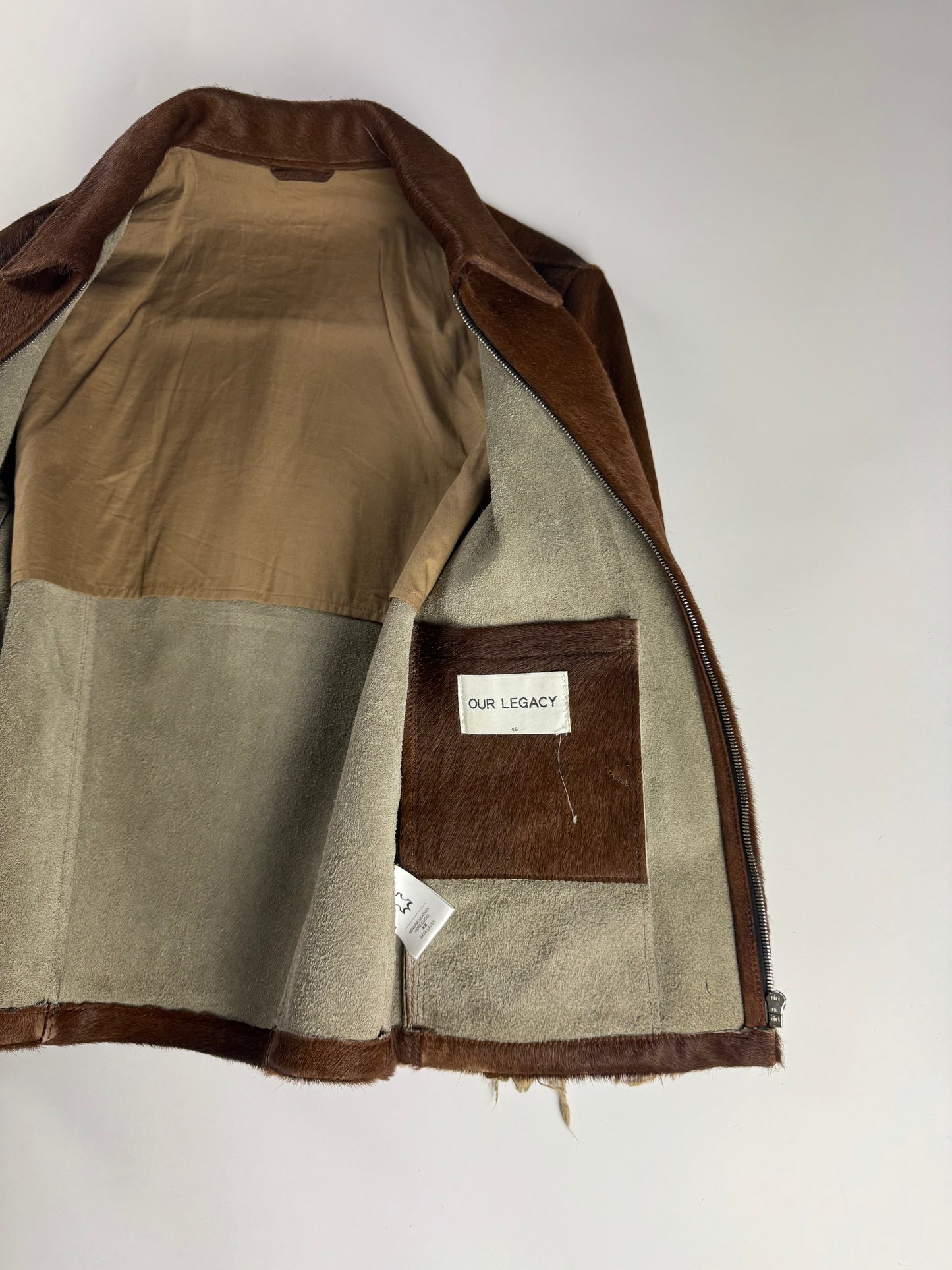 Our Legacy Raw Edges Brown Pony Hair Leather Jacket FW 2013 - S