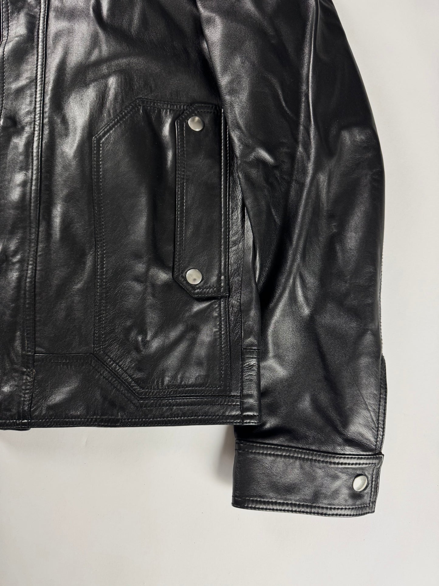 Dior Homme Dark Aviator Leather Trucker Jacket SS 2008 - M