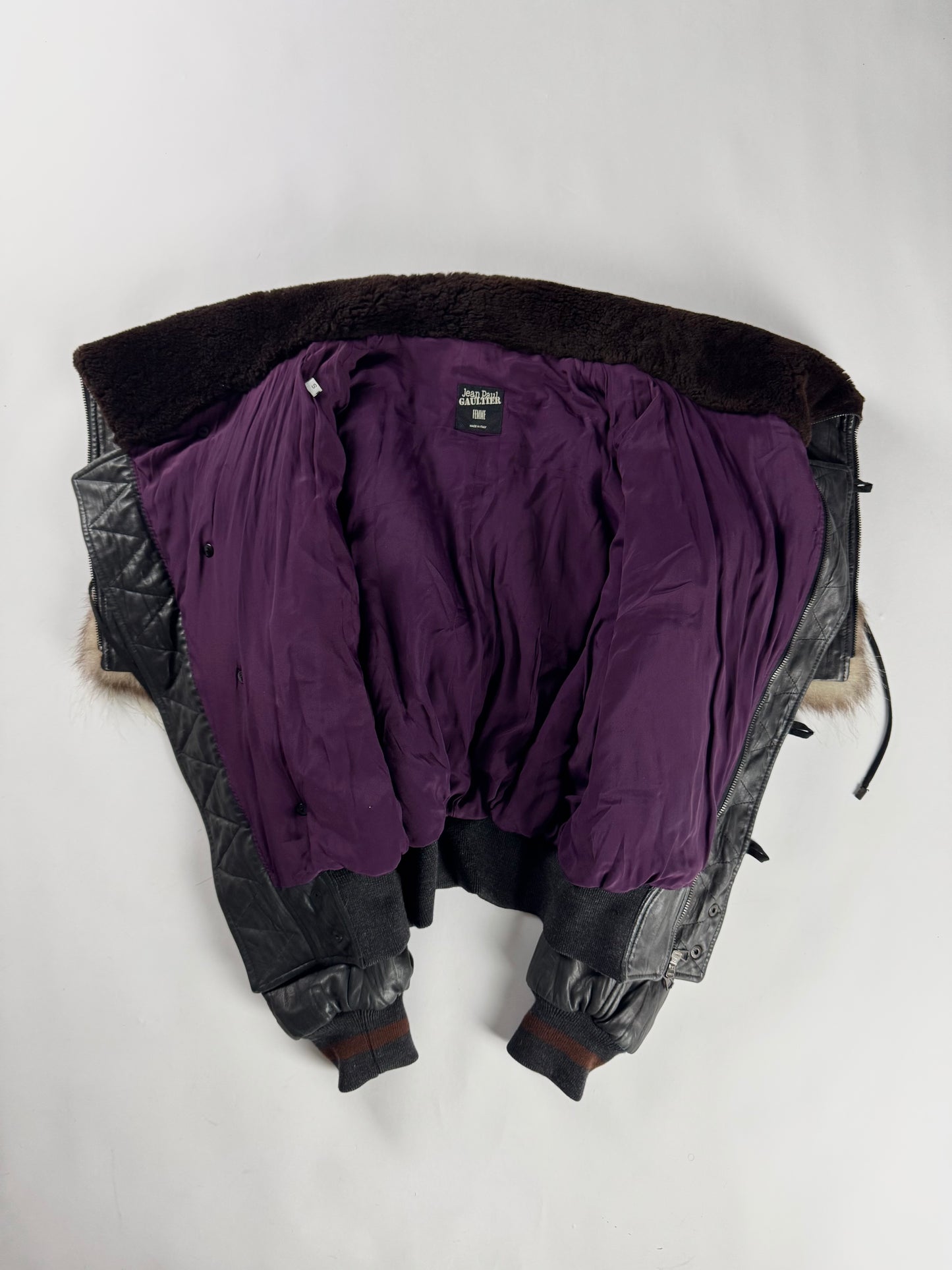 Jean Paul Gaultier Oversize Fur Covered Sheepskin Leather Bomber Jacket FW 2003 - S