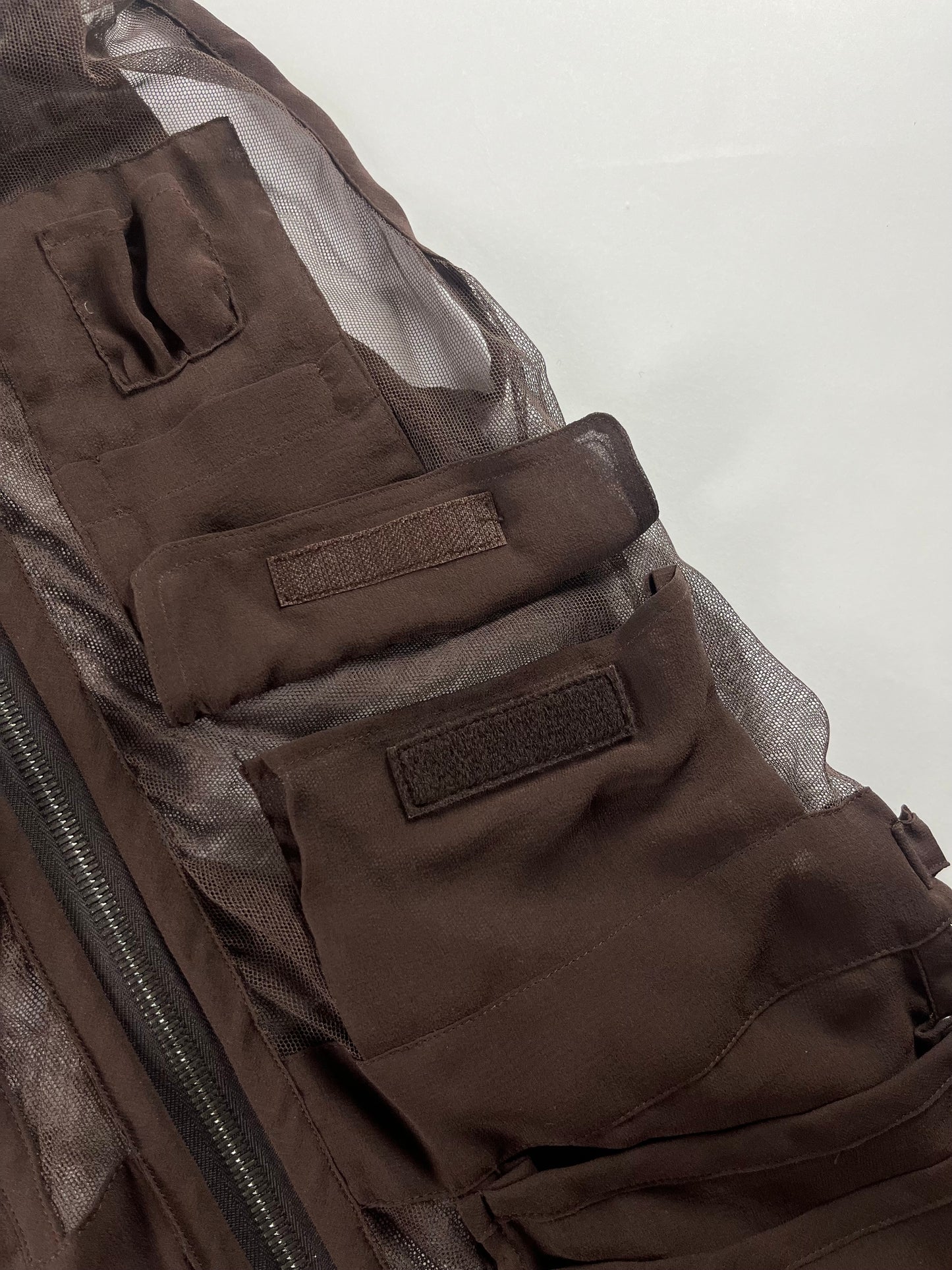 Yves Saint Laurent Tom Ford Brown Silk Cargo Vest SS 2002 - S