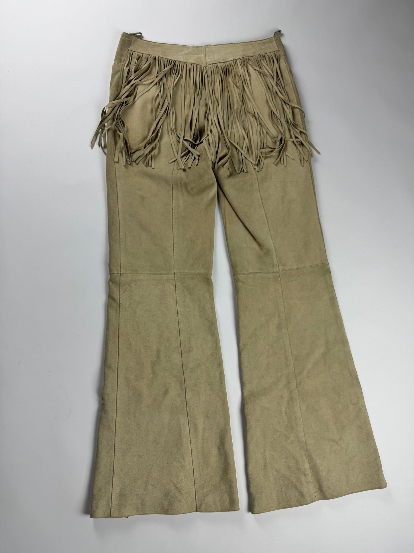 Miu Miu Suede Leather Cowboy Bootcut Pants 2000s - XS