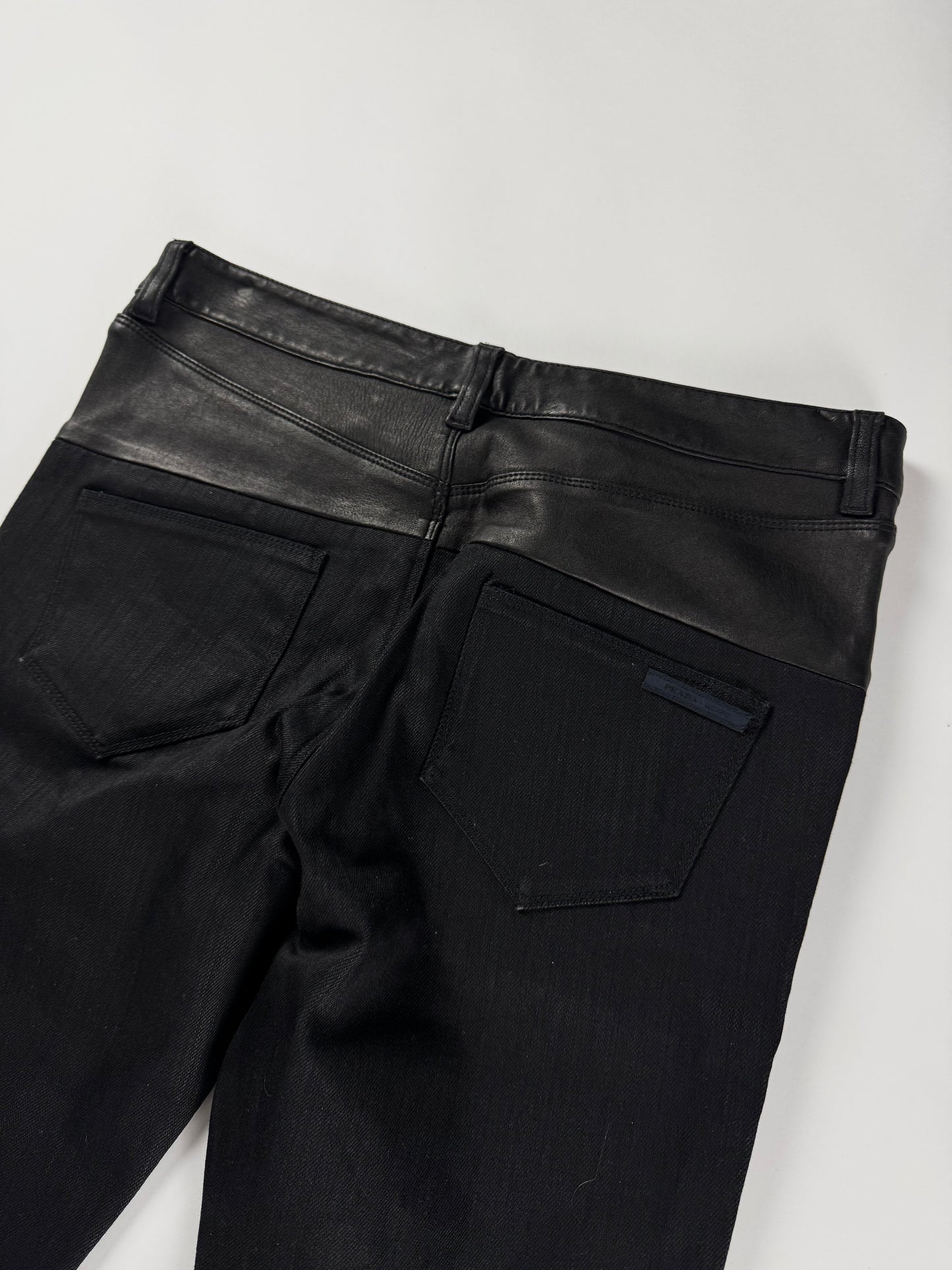 Prada Skinny Black Waist Paneled Leather Pants 2000s - 31 US