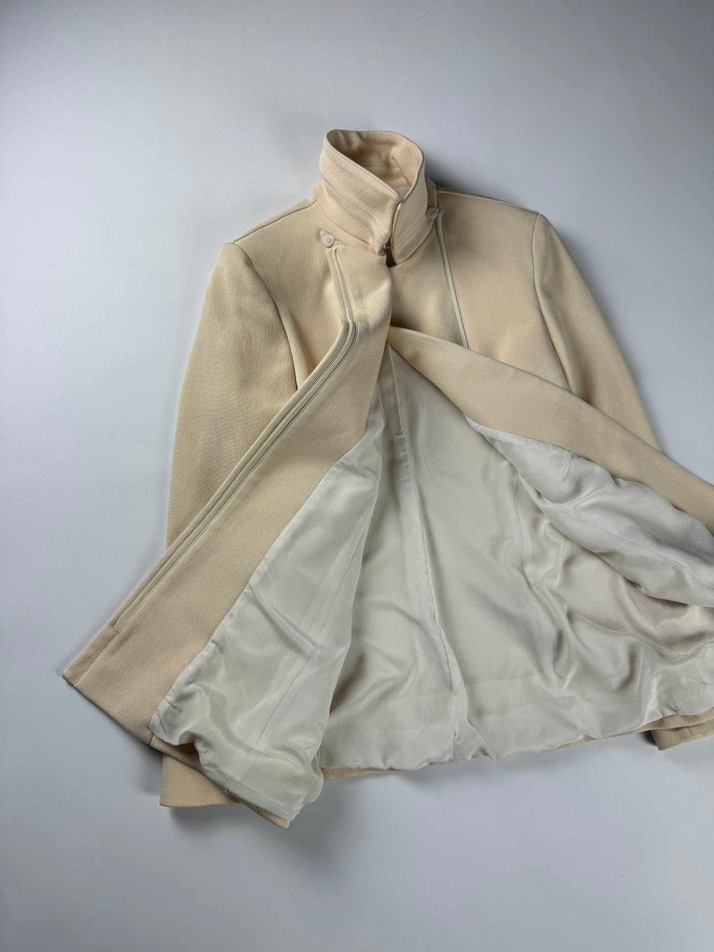 Prada Sample Asymmetrical Ivory Architectural Drape Coat FW 1995 - S