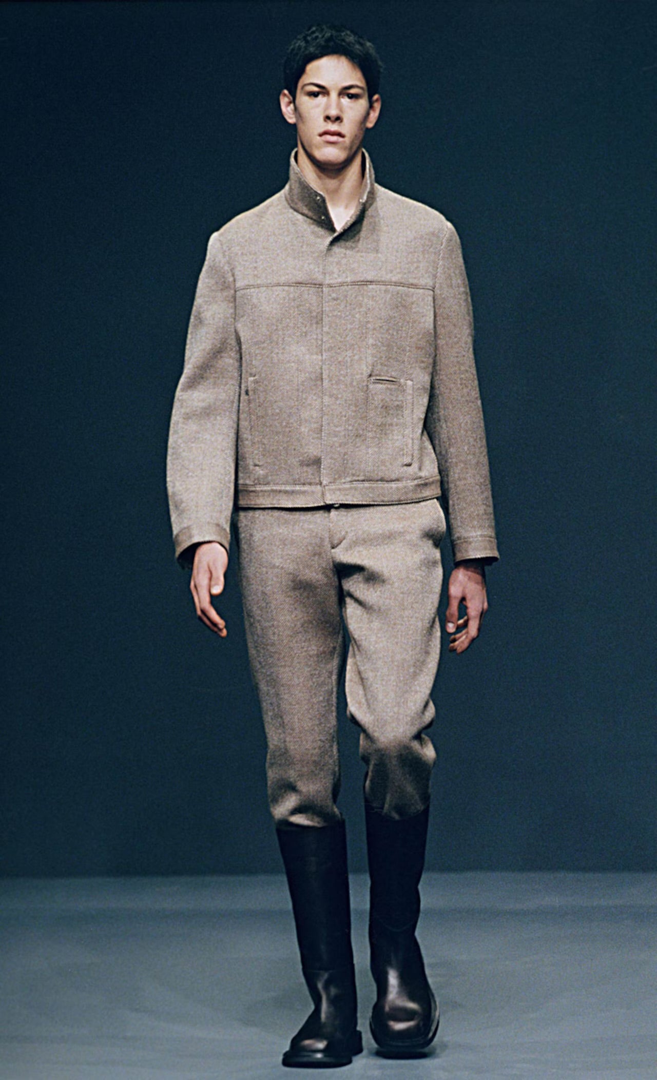 Prada Premium Textured Wool Minimalist Funnel Collar Jacket FW 1999 - L