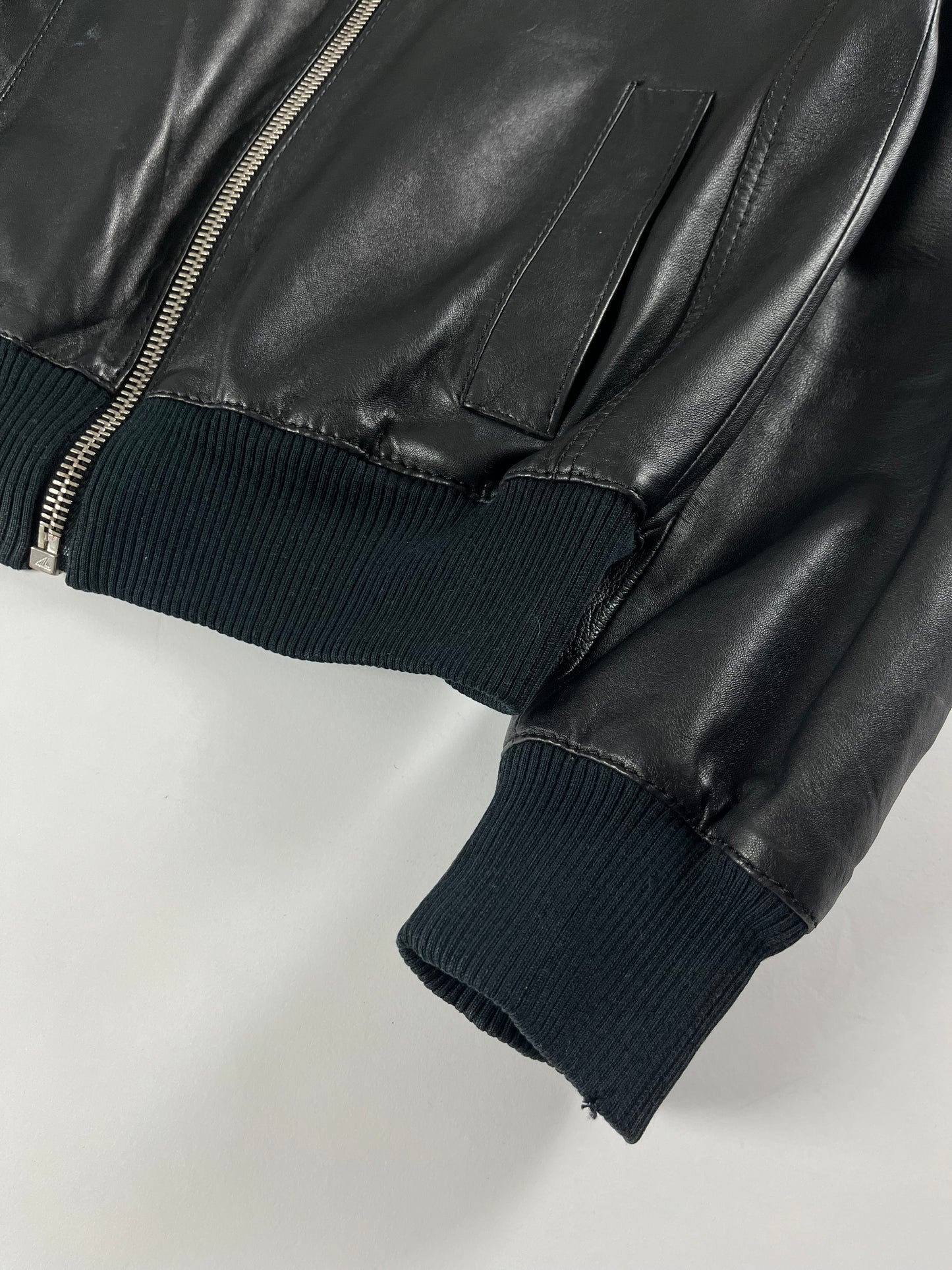 Dior Homme Black Leather Bomber Jacket SS 2008 - M