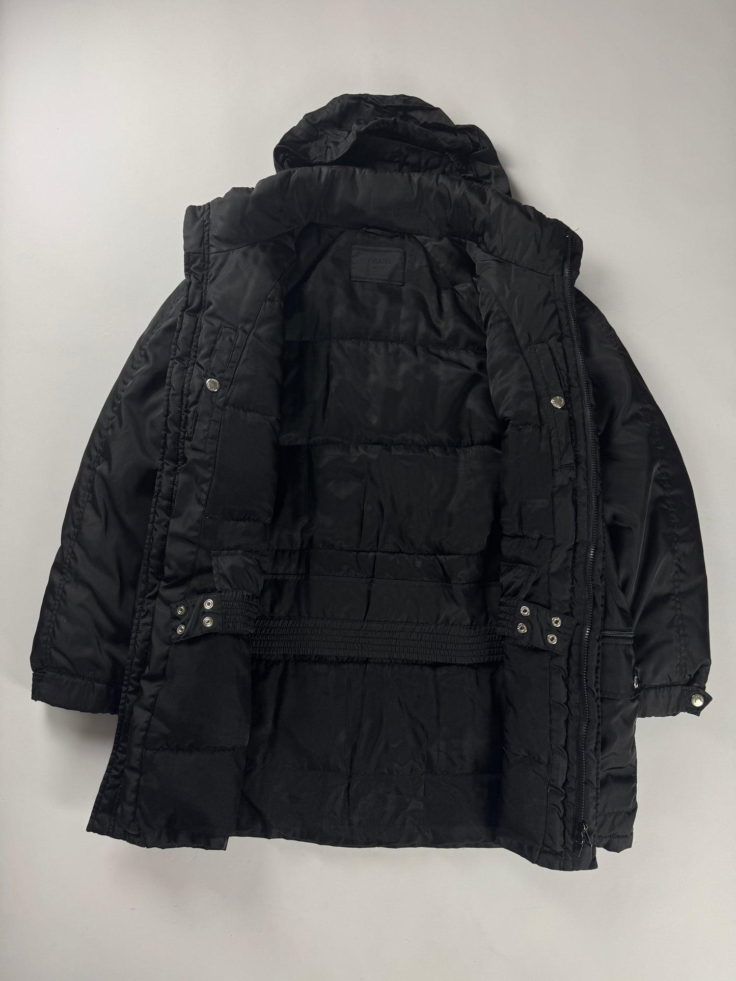 Prada Black Nylon Minimalist Tactical Padded Jacket FW 1994 - L