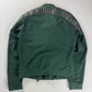 Pierre Balmain Leather Padded Shoulder Double Side Zip Green Biker Jacket - M