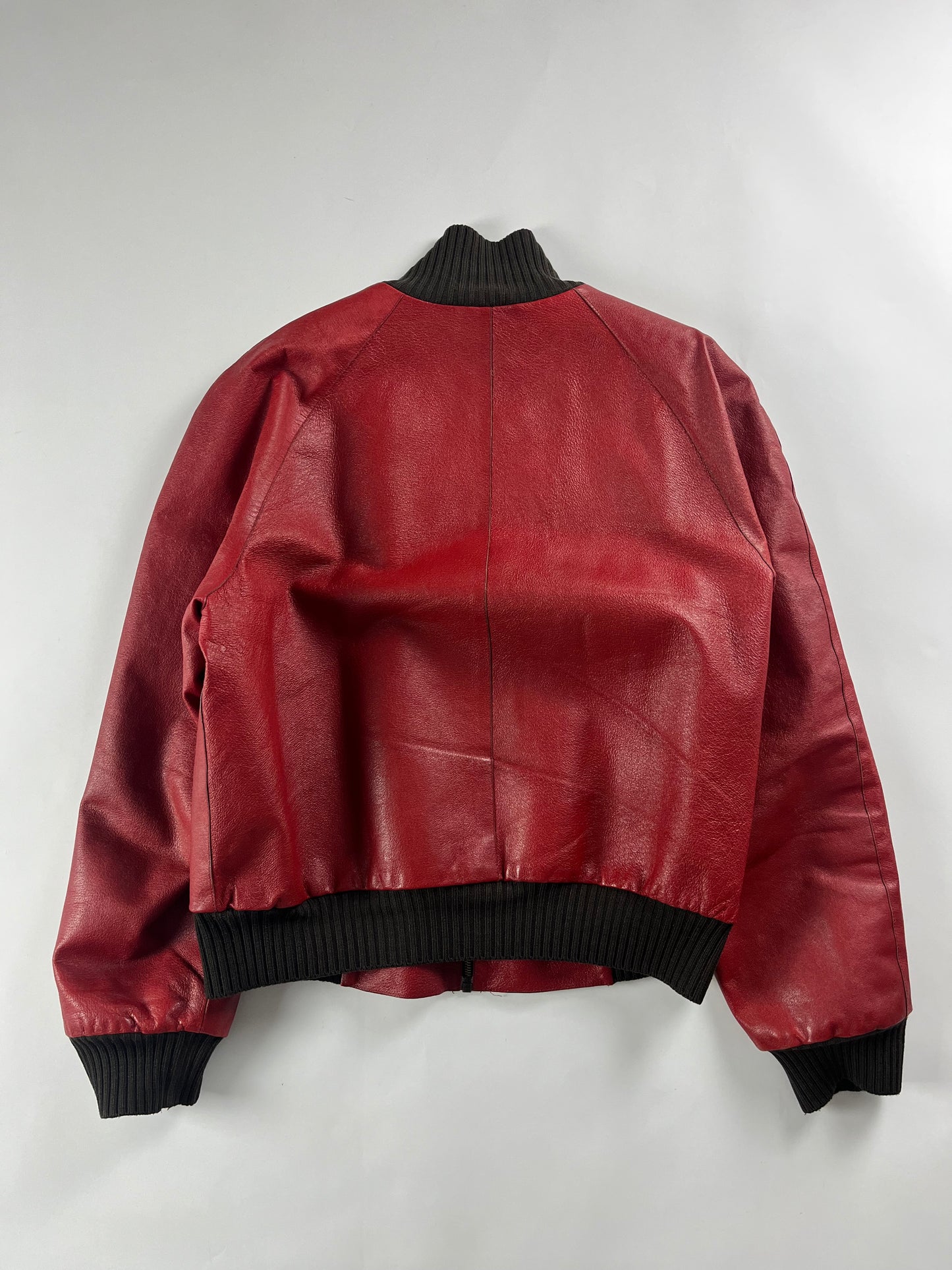 Prada Premium Red Leather Bomber Jacket FW 2000 - L