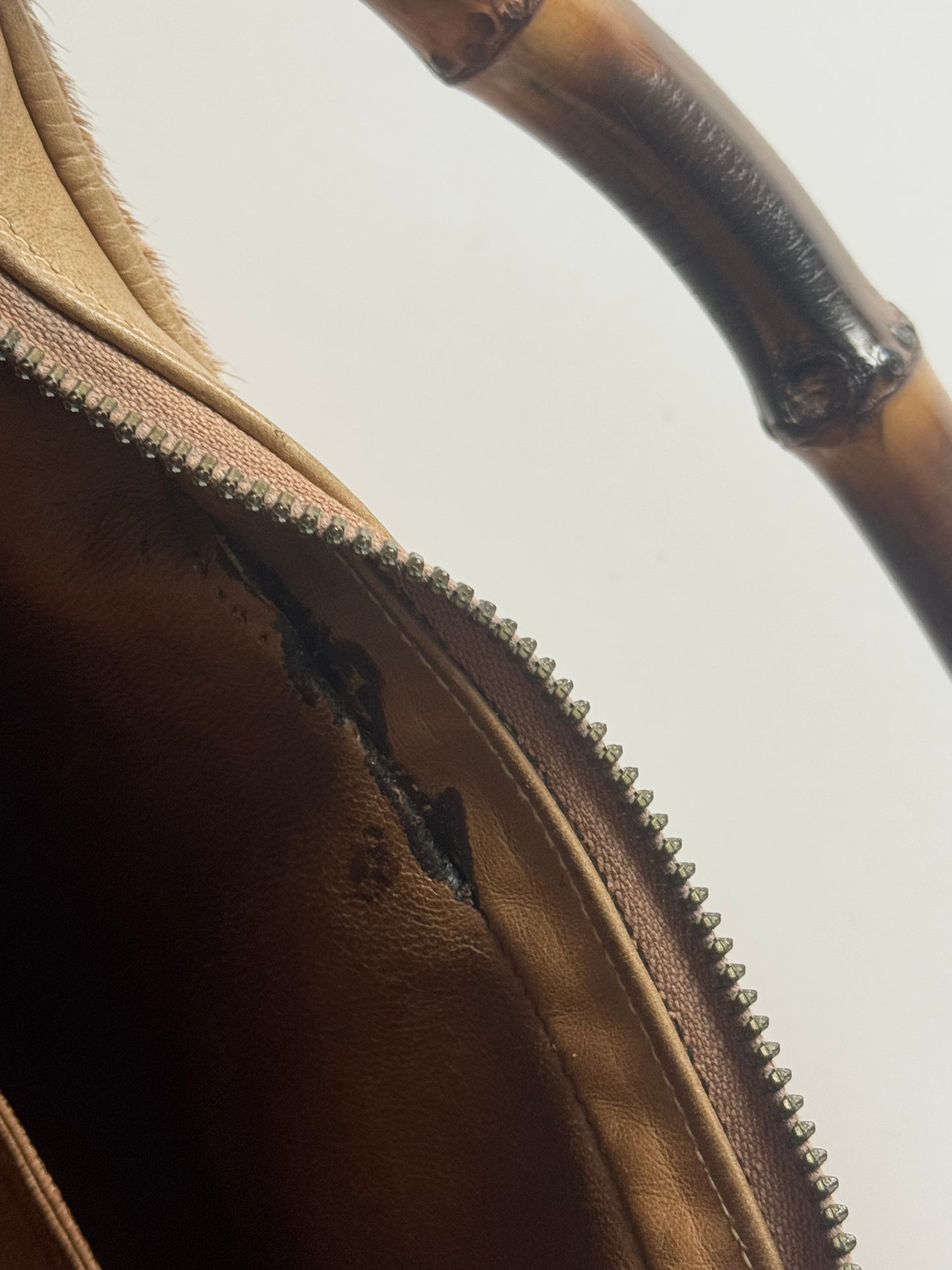 Gucci Bamboo Handle Hobo Camel Pony Hair Bag 1990s - OS