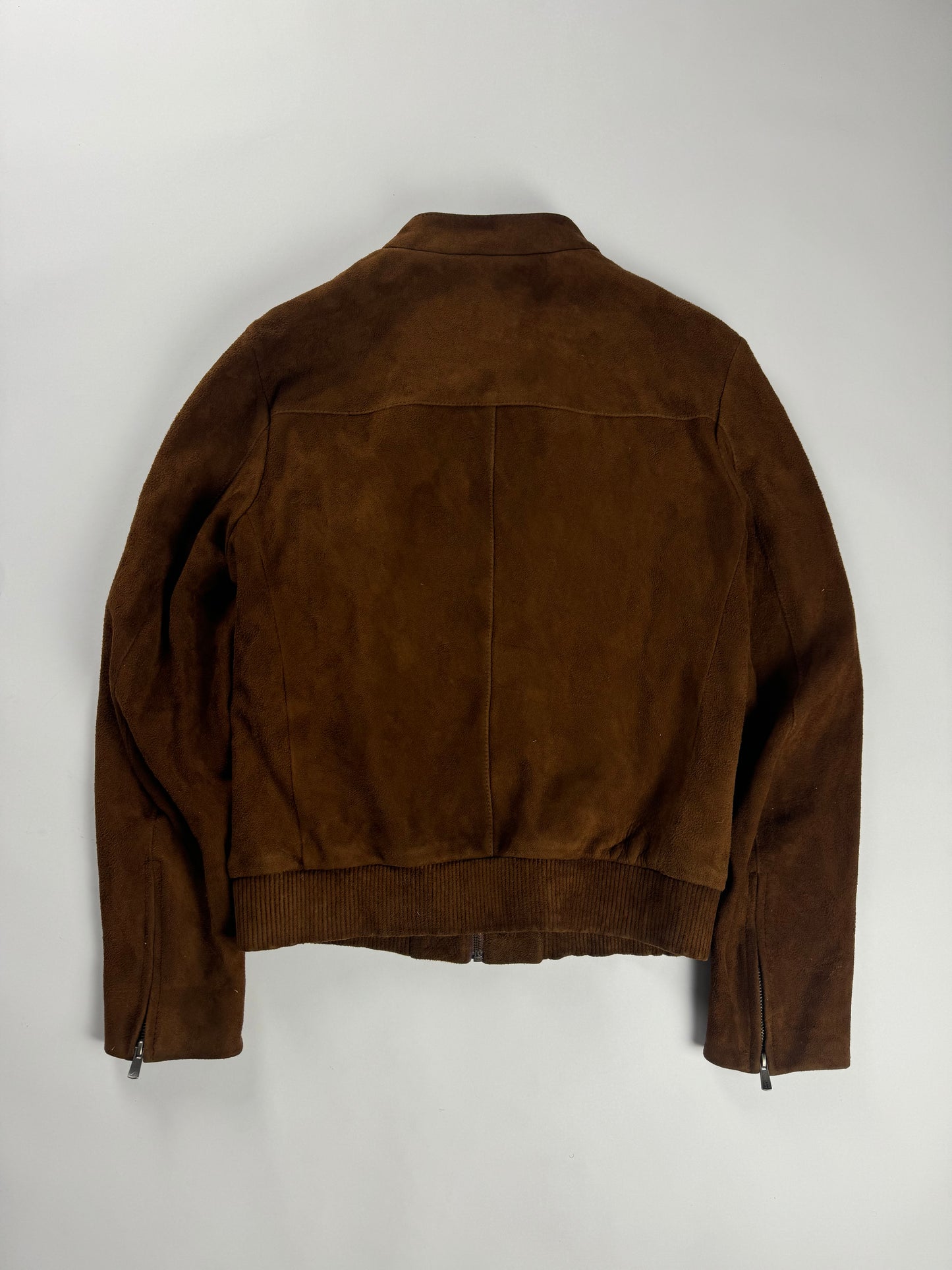 Prada Sample Havana Brushed Suede Canvas Leather Moto Jacket FW 2013 - M