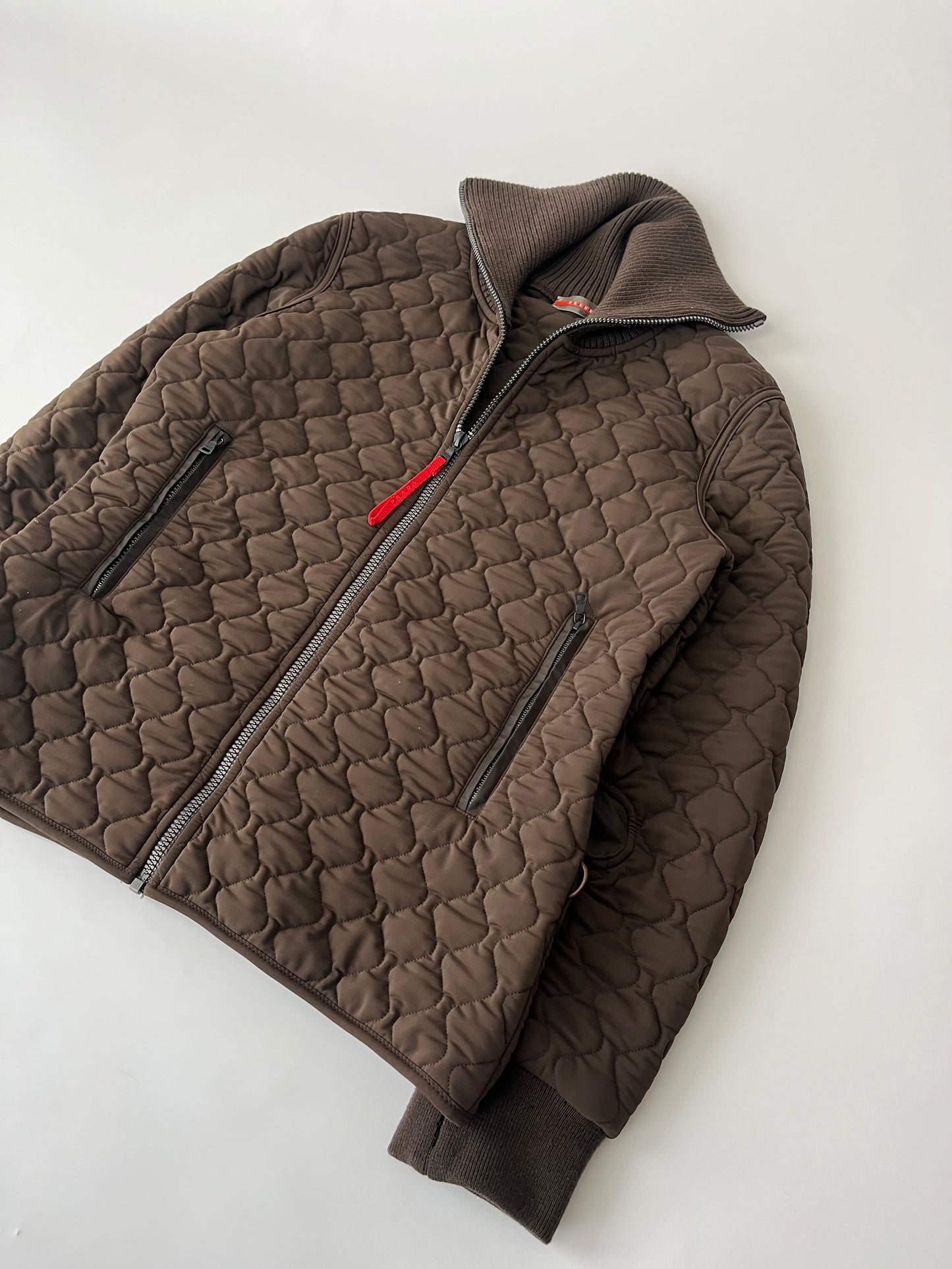 Prada Sport Brown Quilted Zipper Jacket FW 2001 - L