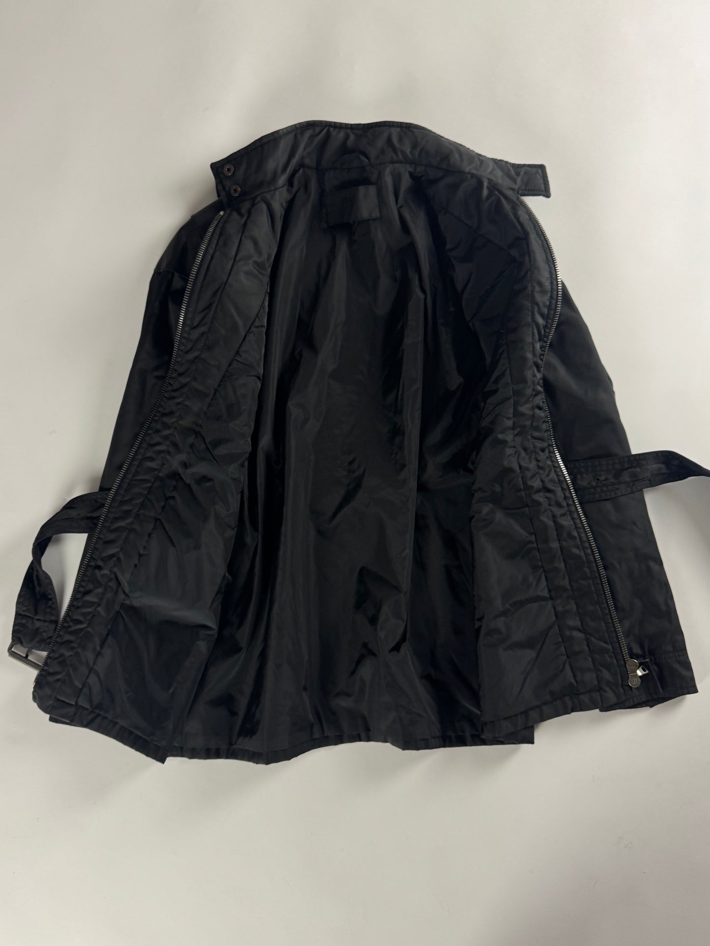 Prada Leather Shoulder Patched Nylon Belt Jacket 2000s - S