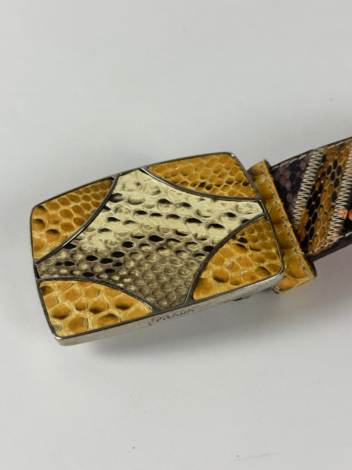 Prada Snakeskin Orange Leather Belt SS 2005 - 80 CM
