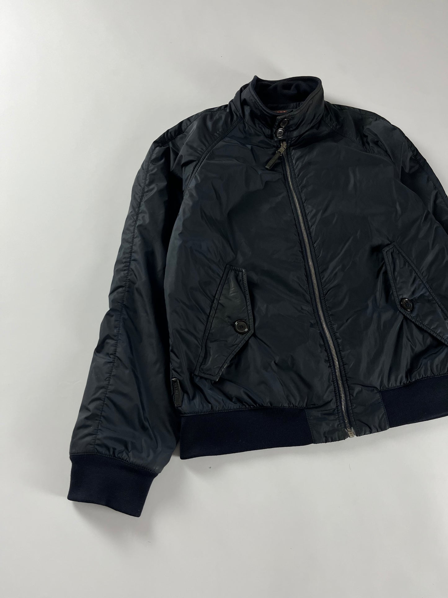 Prada Navy Double Buttoned Collar Bomber Jacket 2000s - L