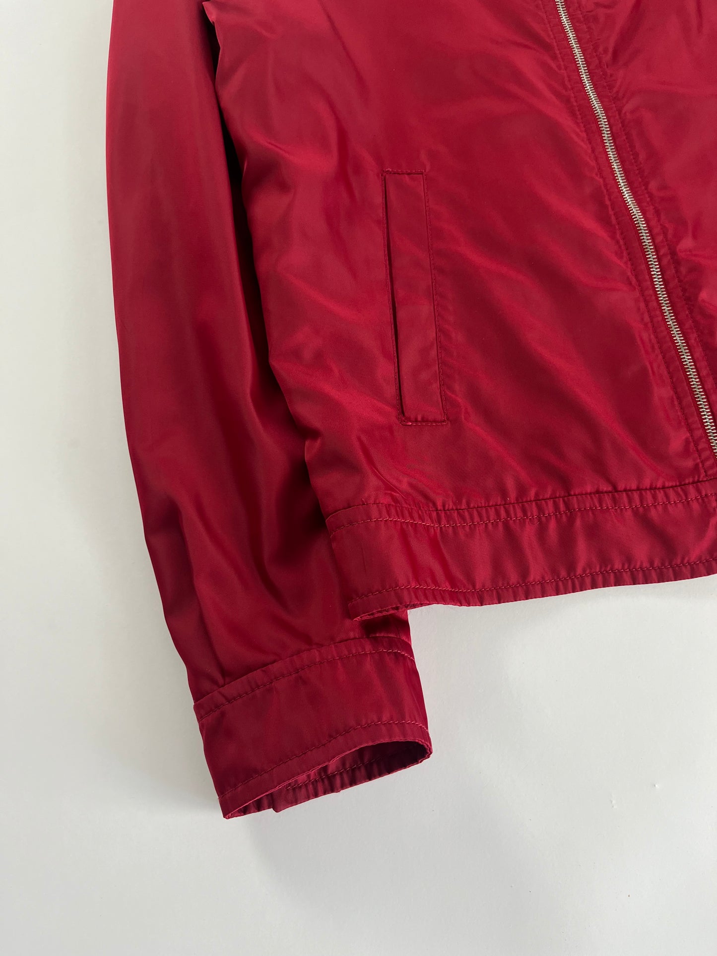 Prada Red Nylon Inside Monogram Work Trucker Jacket - L