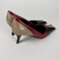 Prada Tricolor Colorblock Leather Kitten Heel Pumps Black Red Taupe Pointed Toe 2000s - 38,5 IT/39 EU