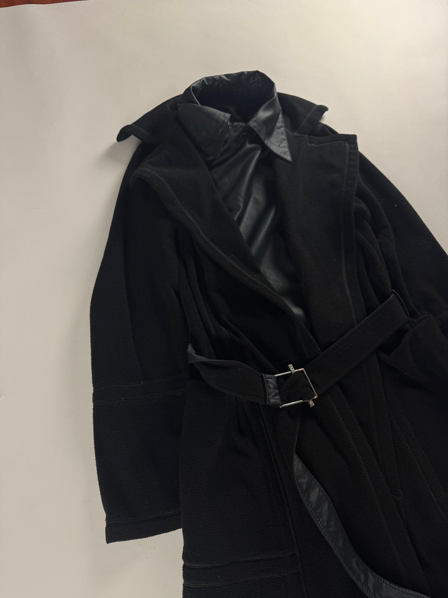 Dirk Bikkembergs Fleece Nylon Belted Coat 2000s - S