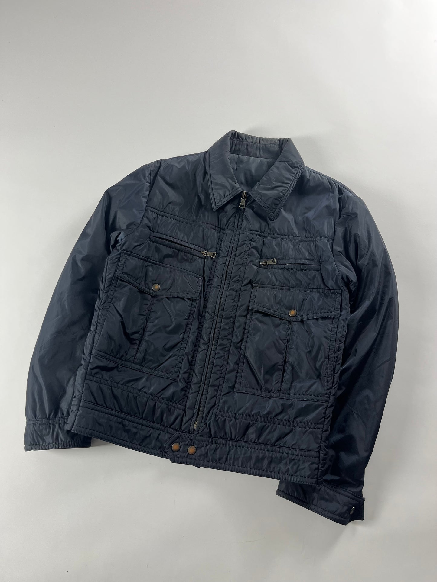 Prada Double Pocket Navy Nylon Work Jacket - L