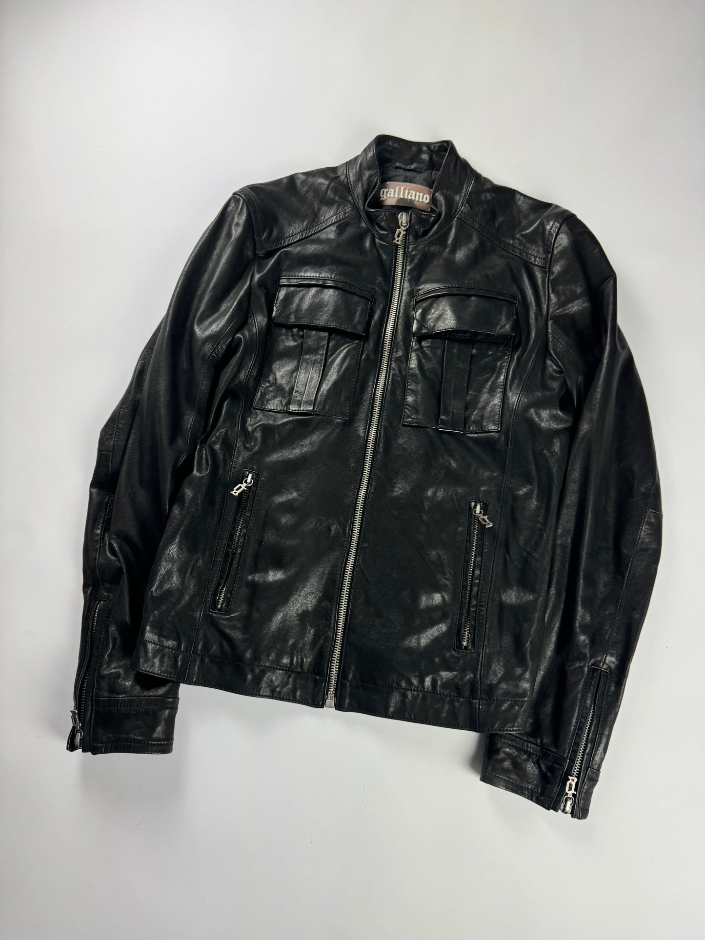 John Galiano Dark Shadow Leather Jacket 2010s - M