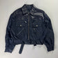 Prada Leather Panel Cropped Utility Pocket Navy Nylon Jacket 1990s - S