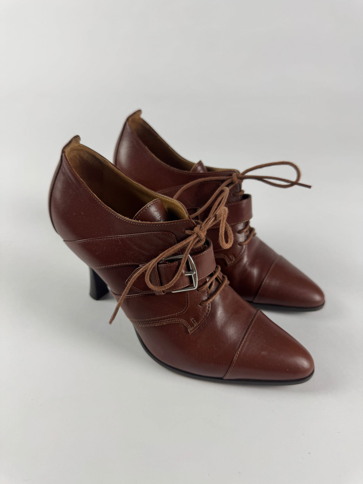 Hermès Oxford Lace Up Heels Leather Pumps 2010s - 35,5 EU