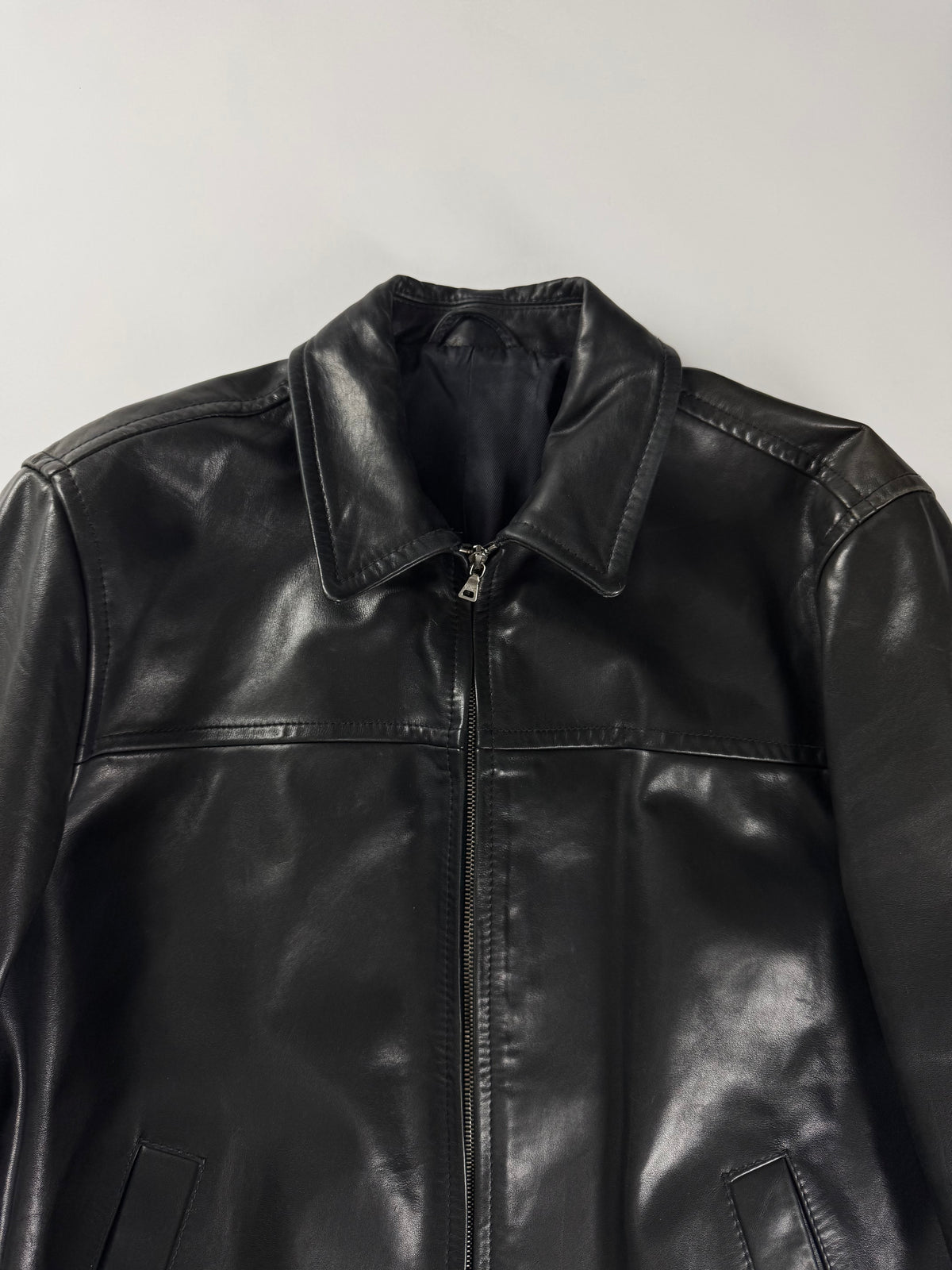 Prada Black Minimalist Perfect Tailored Leather Jacket FW 1996 - M