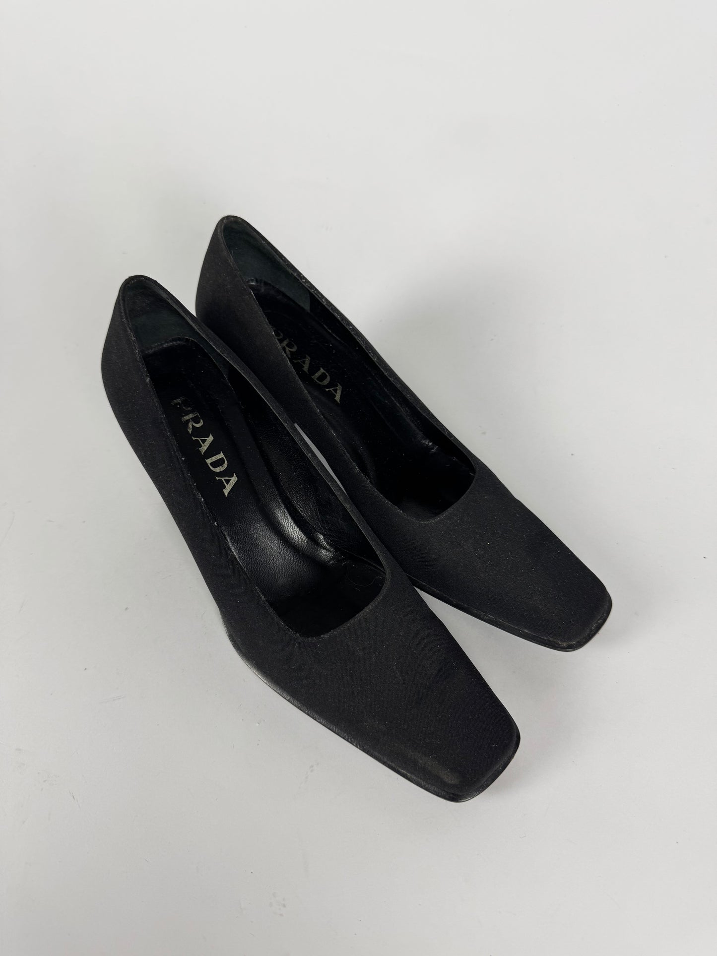 Prada Soft Black Square Toe Heels 1990s - 38,5 IT/39 EU