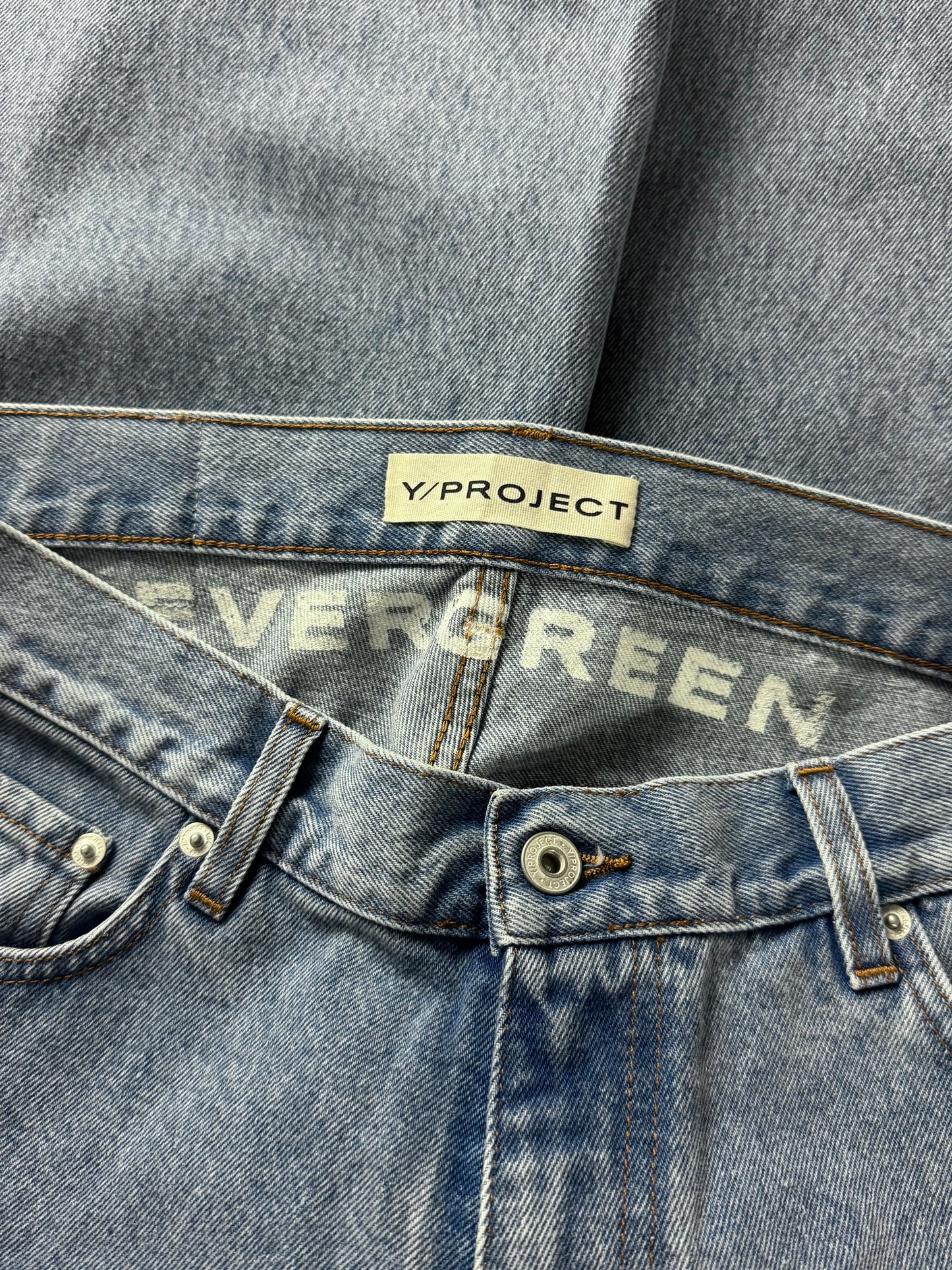 Y/Project Evergreen Cut Out Detail Blue Denim Jeans FW 2023 - 34 US