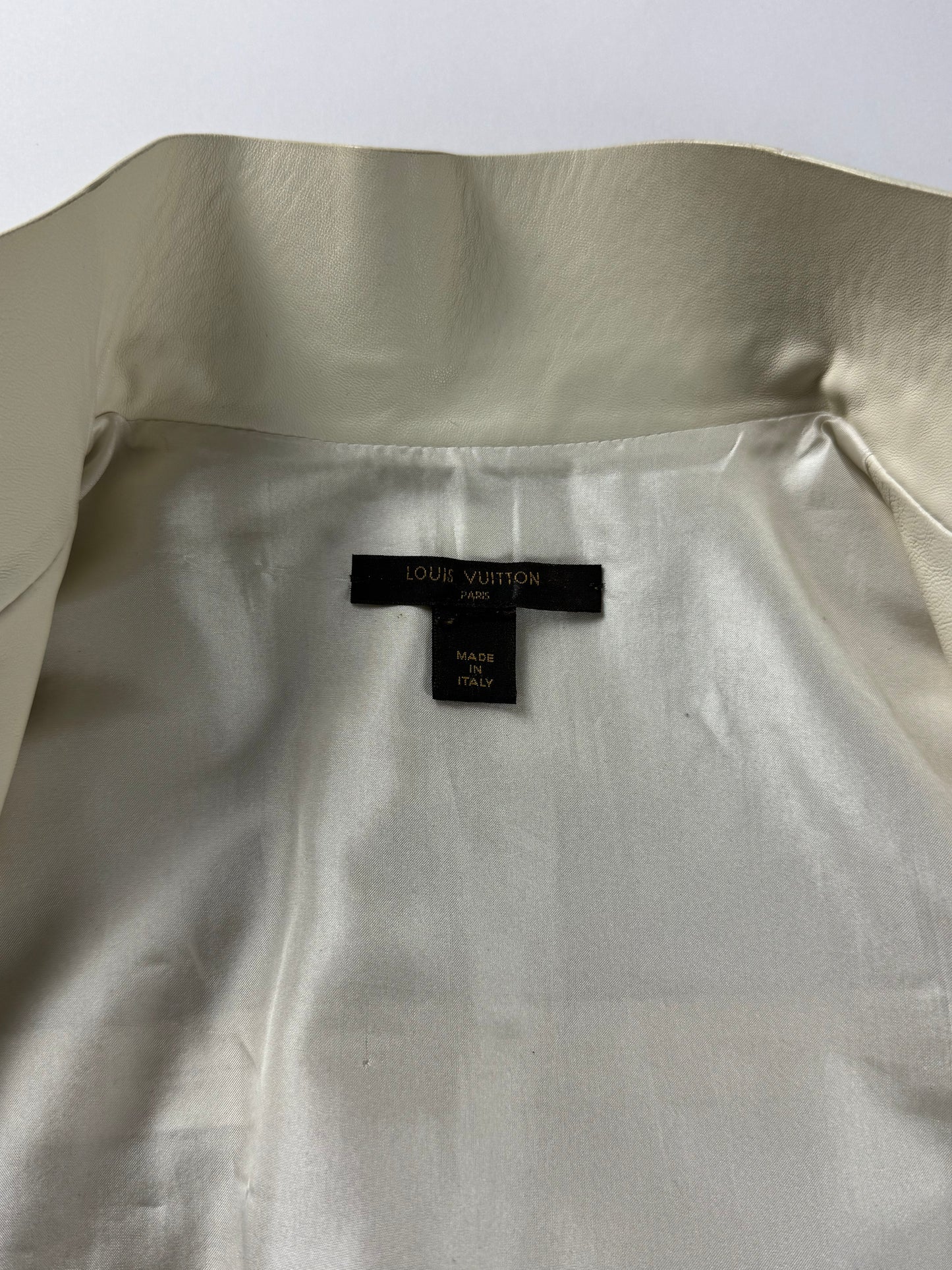 Louis Vuitton Cream Ivory Leather Zip Up Vest FW 2015 - S