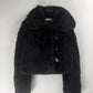 Louis Vuitton Sample Black Lamb Fuzzy Fur Crop Side Button Jacket FW 2015 - XS