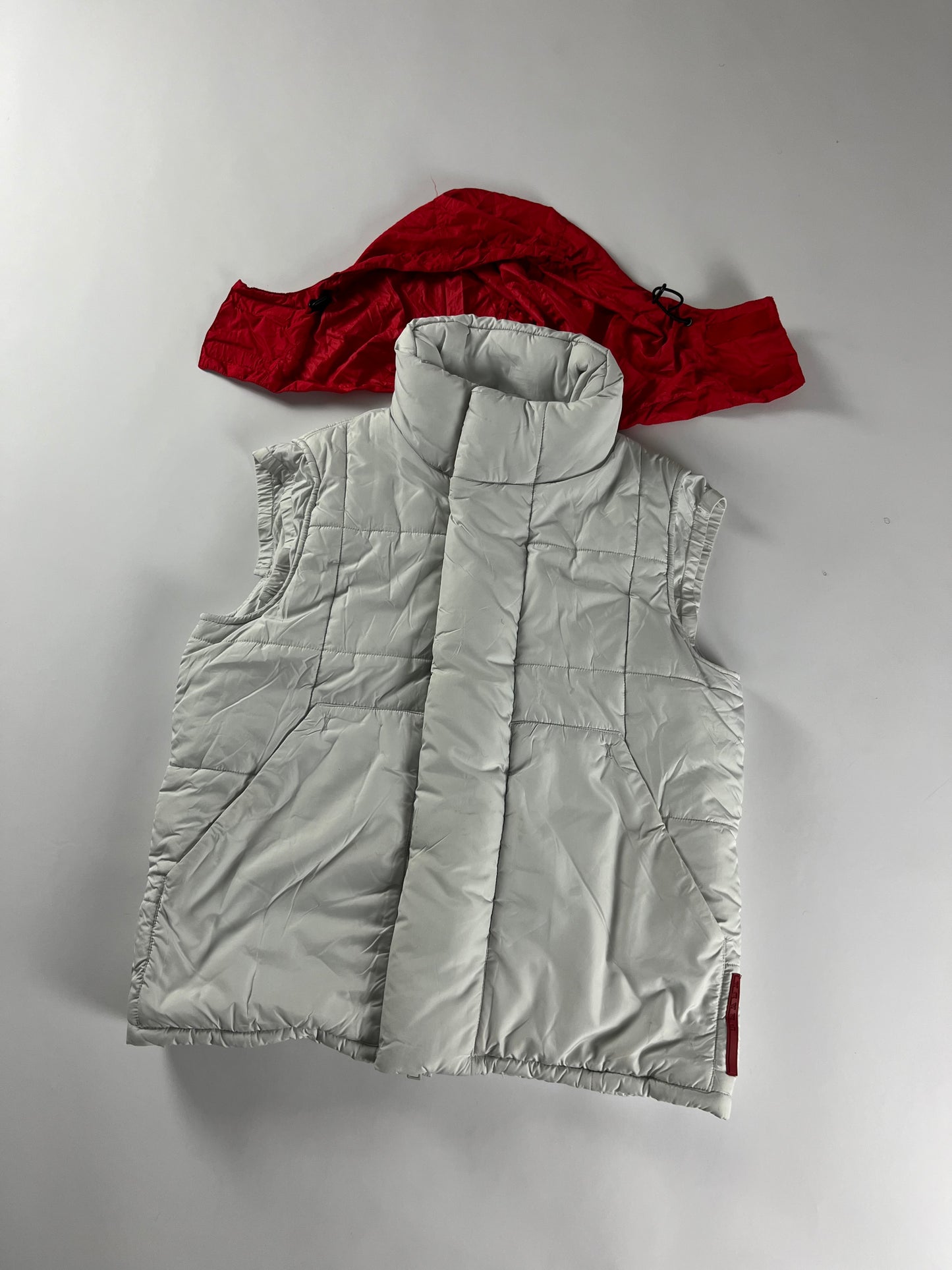 Prada Linea Rossa White Puffer Gilet 2000s - M